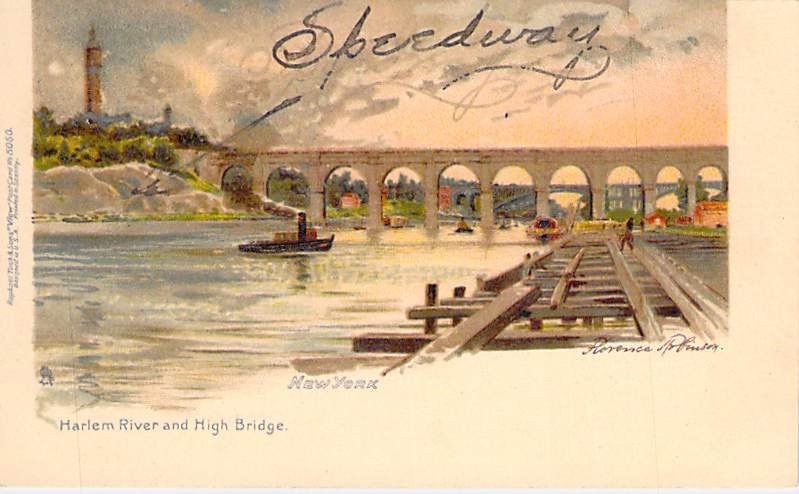 Harlem River High Bridge New York Speedway Tuck Private Mailing Card 1898 PMC
