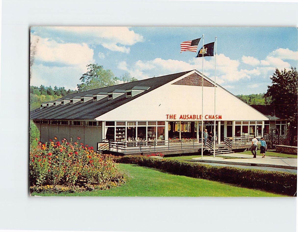 Postcard Entrance Administration Building Ausable Chasm New York USA