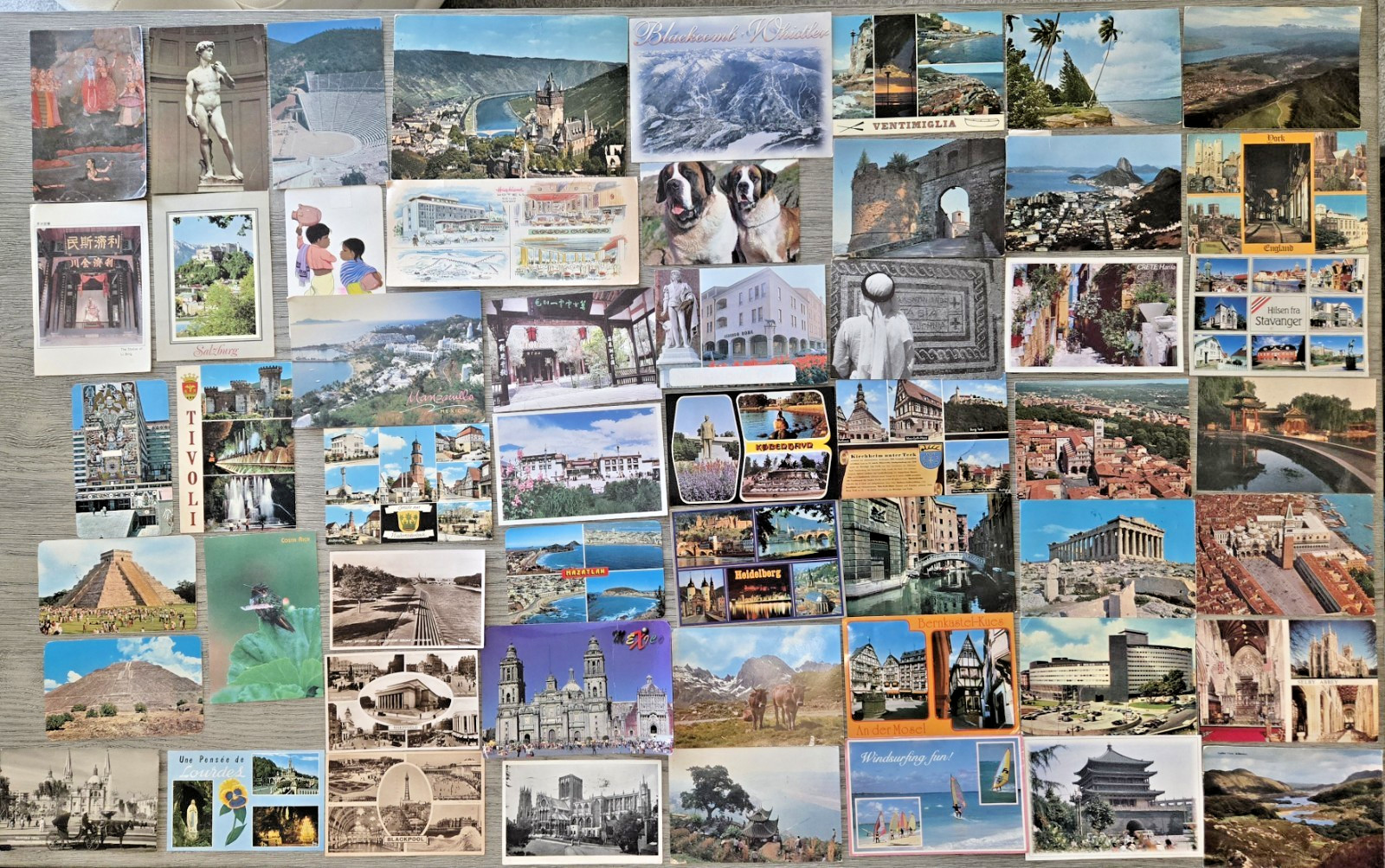 Lot of 53 Vintage Worldwide Travel Postcards – Stamped & Postmarked 1951-2003