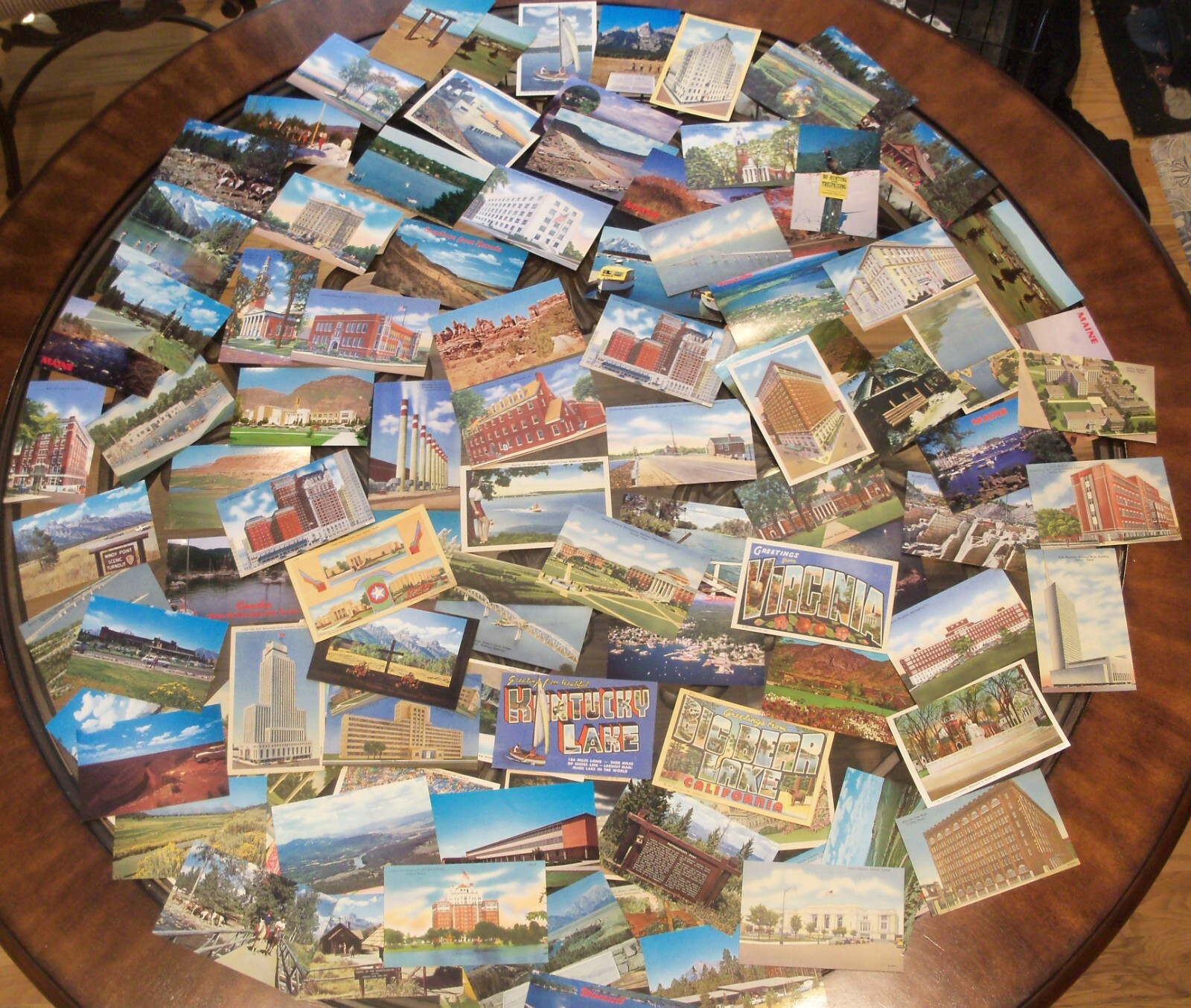 100+ US POSTCARD LOT UNPOSTED ROADSIDE AMERICANA LINEN/CHROME 50/50 USA UNUSED v