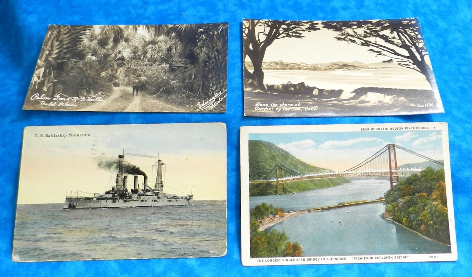 4 Vintage Postcards-c1910’s USS Minnesota Steamer Navy Battleship + 3 Others.