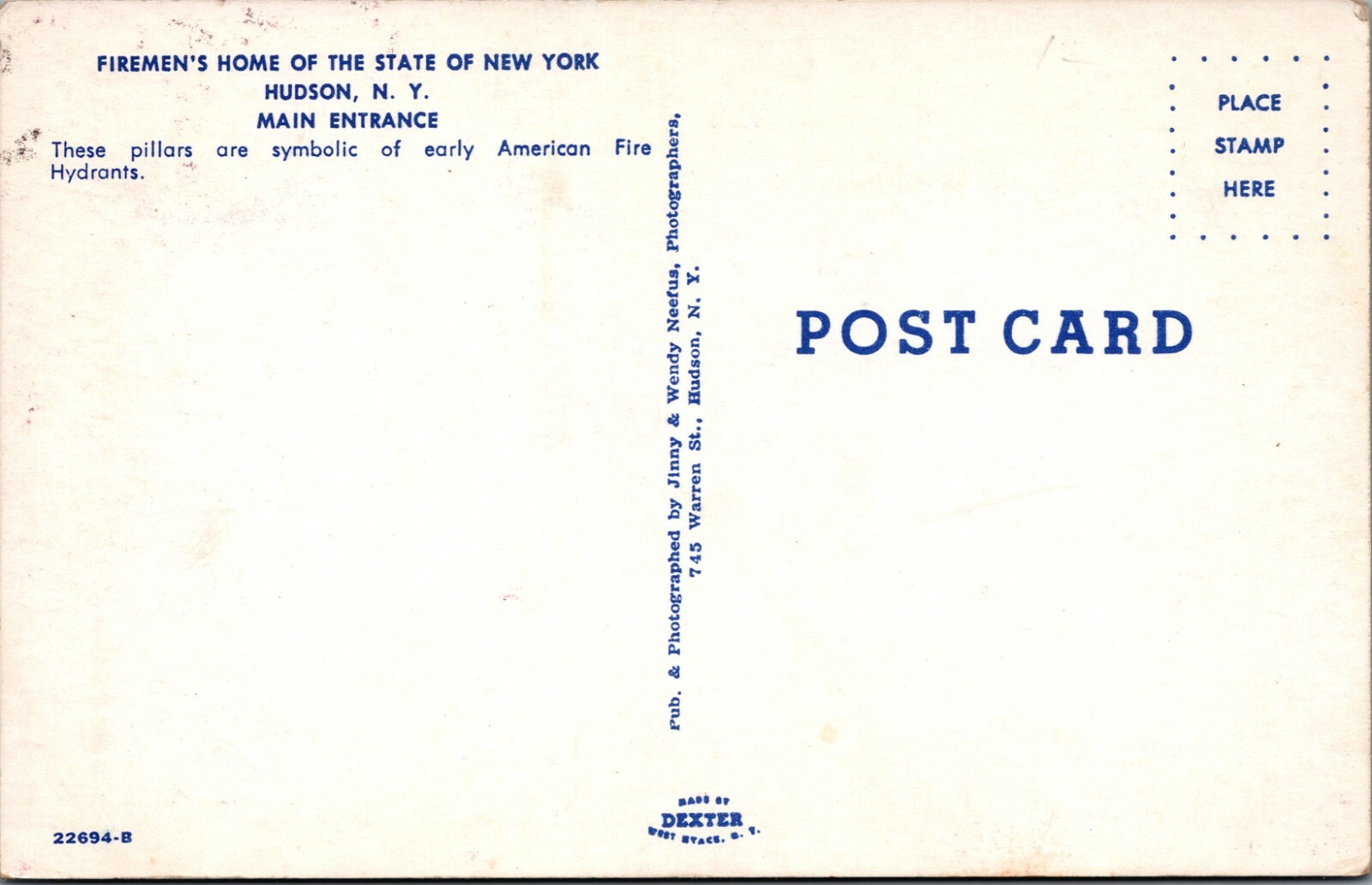 Firemen’s Home Of The State Of New York Hudson New York Chrome Vintage Post Card