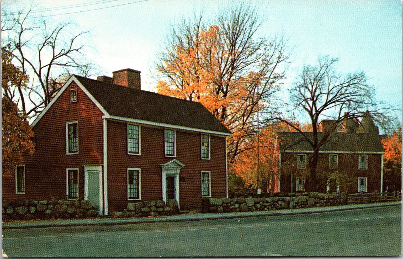 Birthplaces of John Adams & John Quincy Adams Postcard Quincy MA Chrome