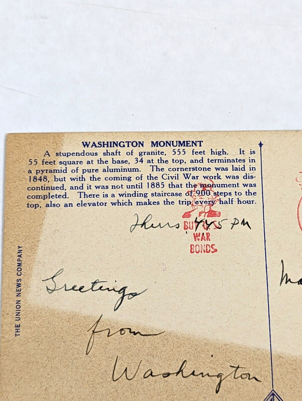 Vintage Postcard Washington DC Monument United States Capital Travel Posted USA
