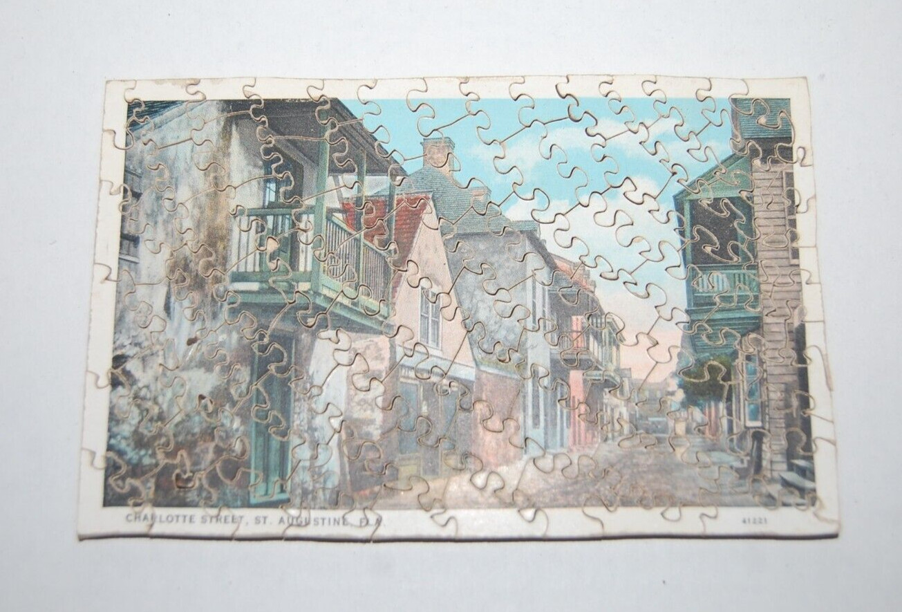 ANTIQUE 1919 ST AUGUSTINE, FL: “Charlotte Street” WOOD PUZZLE