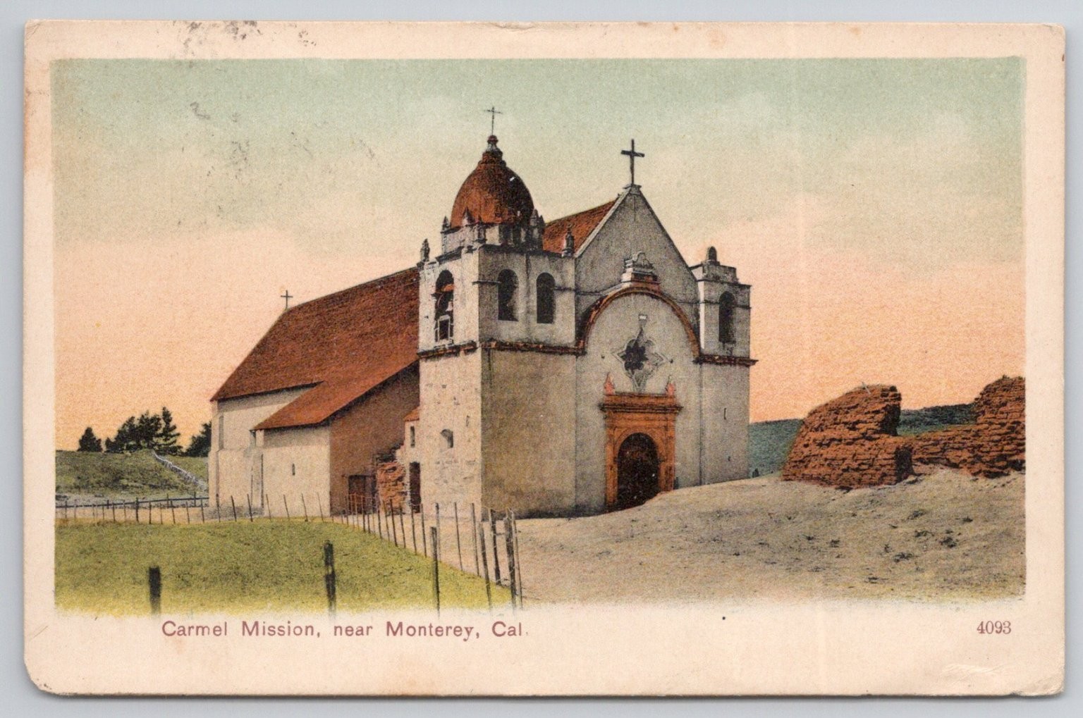 Carmel Mission Monterey CA Postcard Paul C. Koeber Co. 1907 Posted