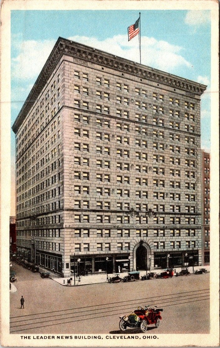 Vintage Leader News Building Cleveland Ohio Postcard by Braun Co.