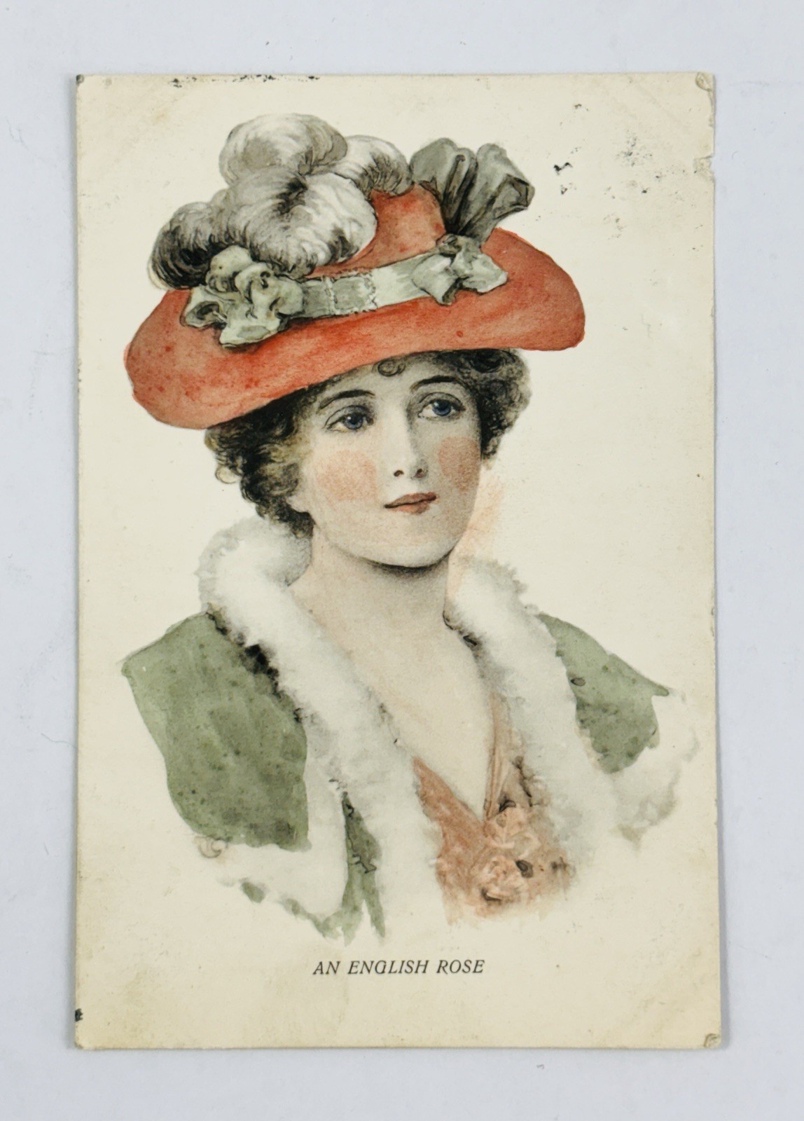1900s An English Rose Lady Portrait Fashion Postcard 1907 Posted Antique