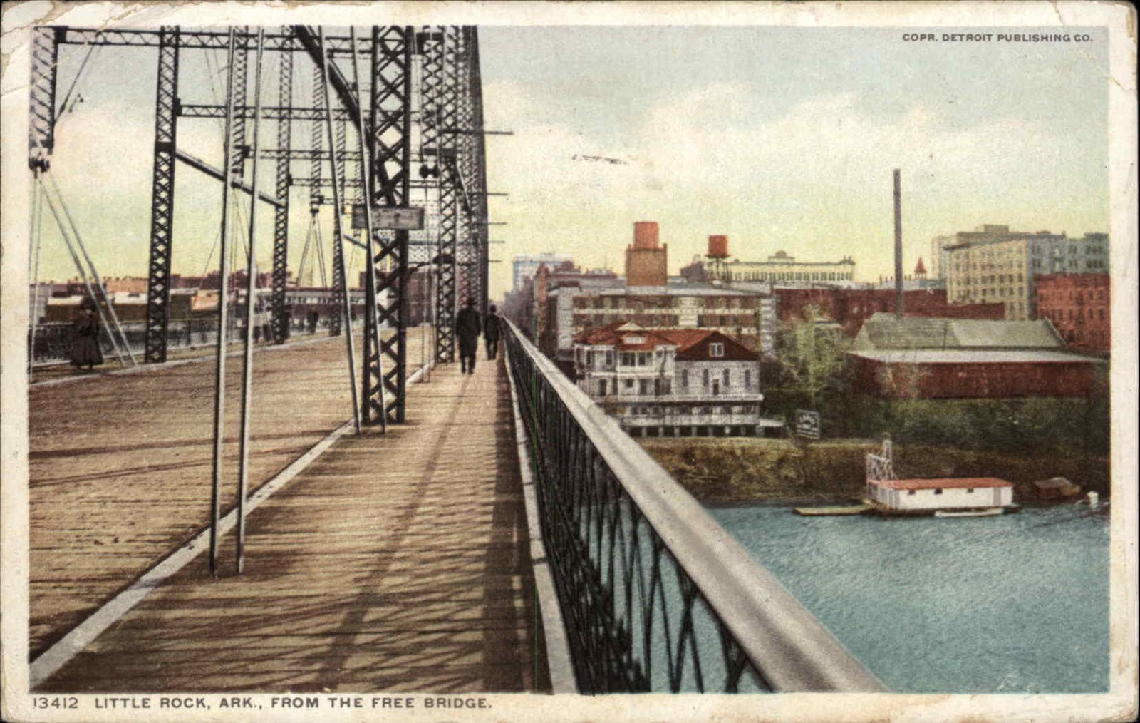 DETROIT PUBLISHING LITTLE ROCK ARKANSAS AR From Free Bridge Antique Postcard