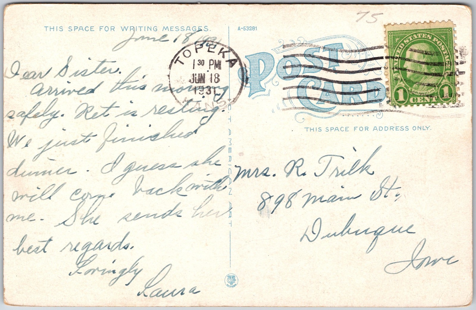 Waterloo Iowa IA, 1931 Dam & Fourth Street Bridge, Scenic River View, Postcard