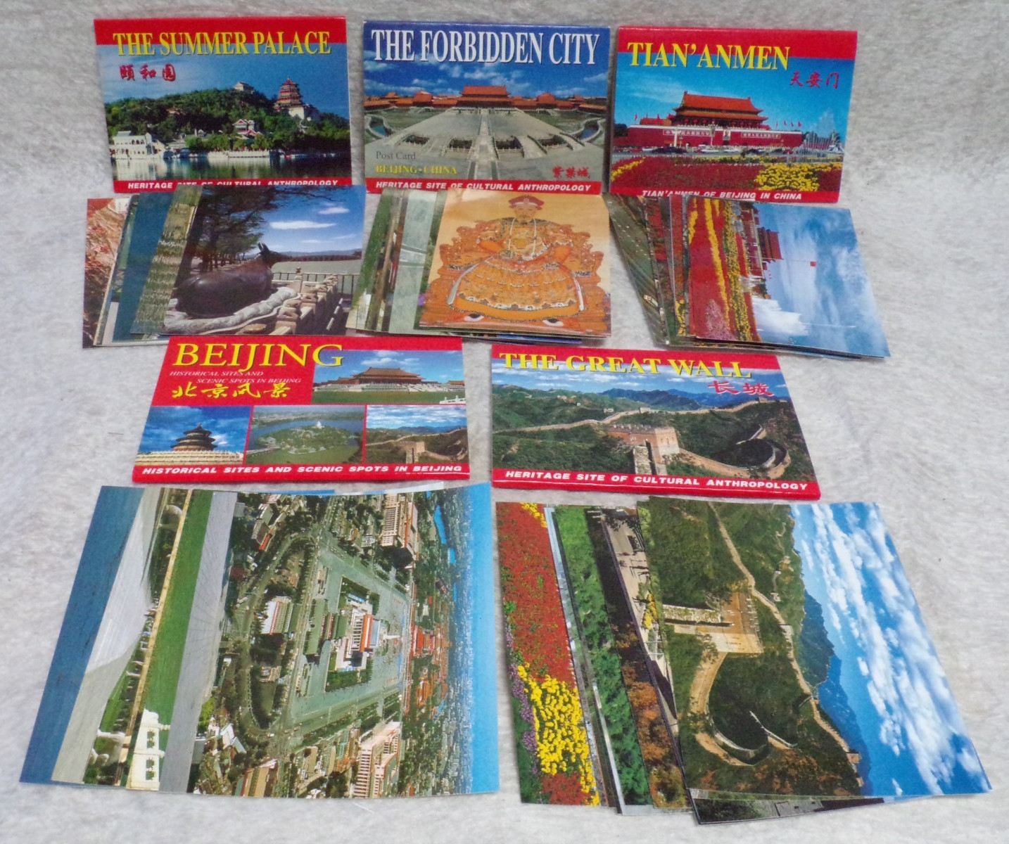 BEIJING CULTURAL SITES CHINA VINTAGE 50 BEAUTIFUL COLOR POSTCARDS IN 5 FOLDERS
