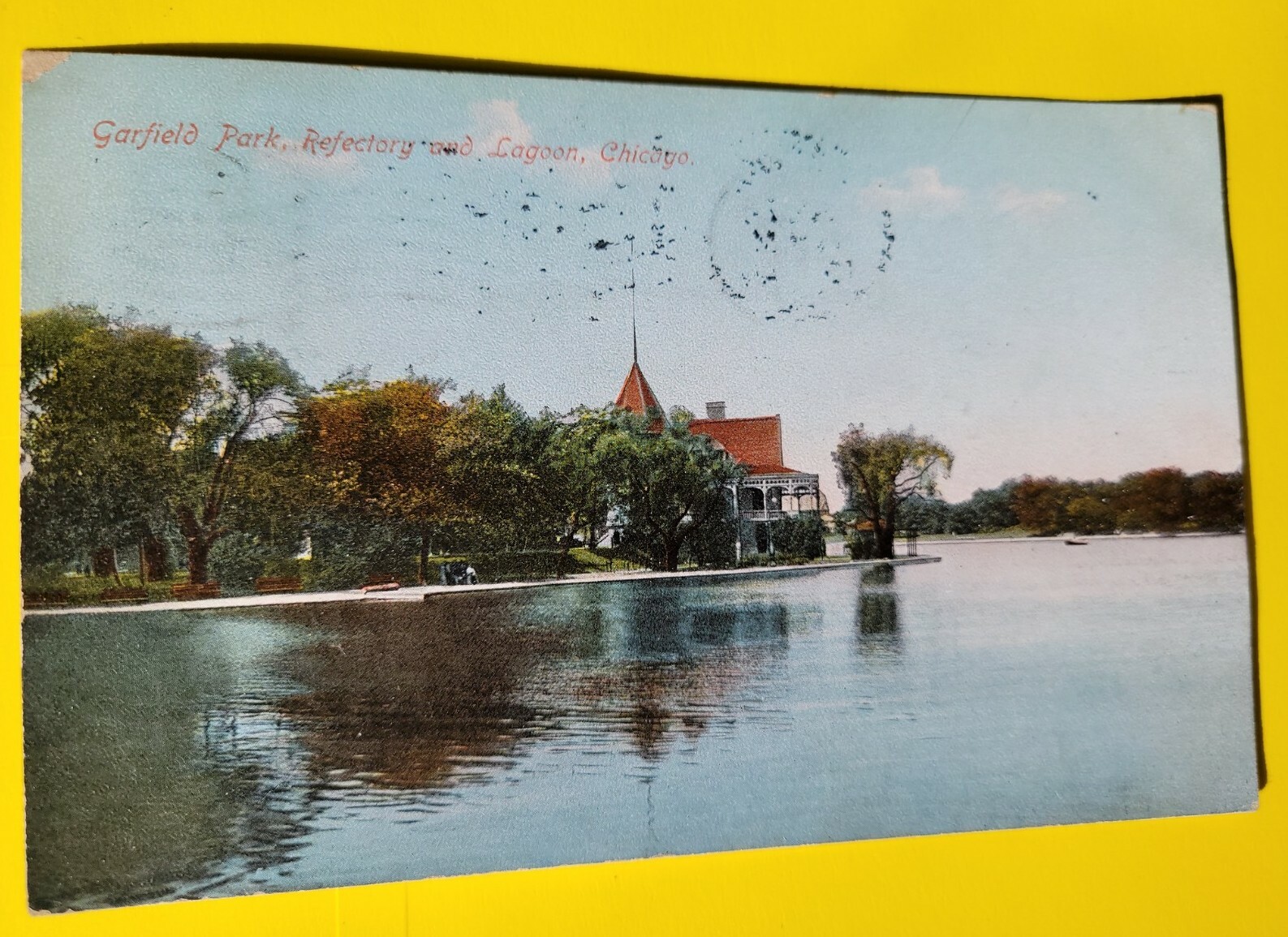 Garfield Park Refectory & Lagoon Chicago IL 1910 Vtg postcard RPPC Free Shipping