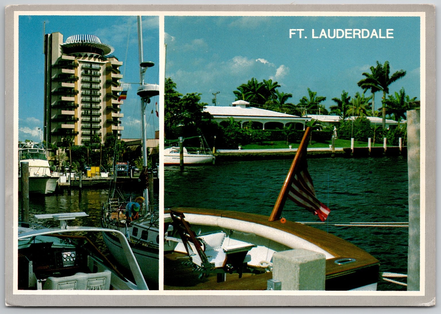 FT. LAUDERDALE Florida Marina Boats Intracoastal Waterway 1983 Postcard