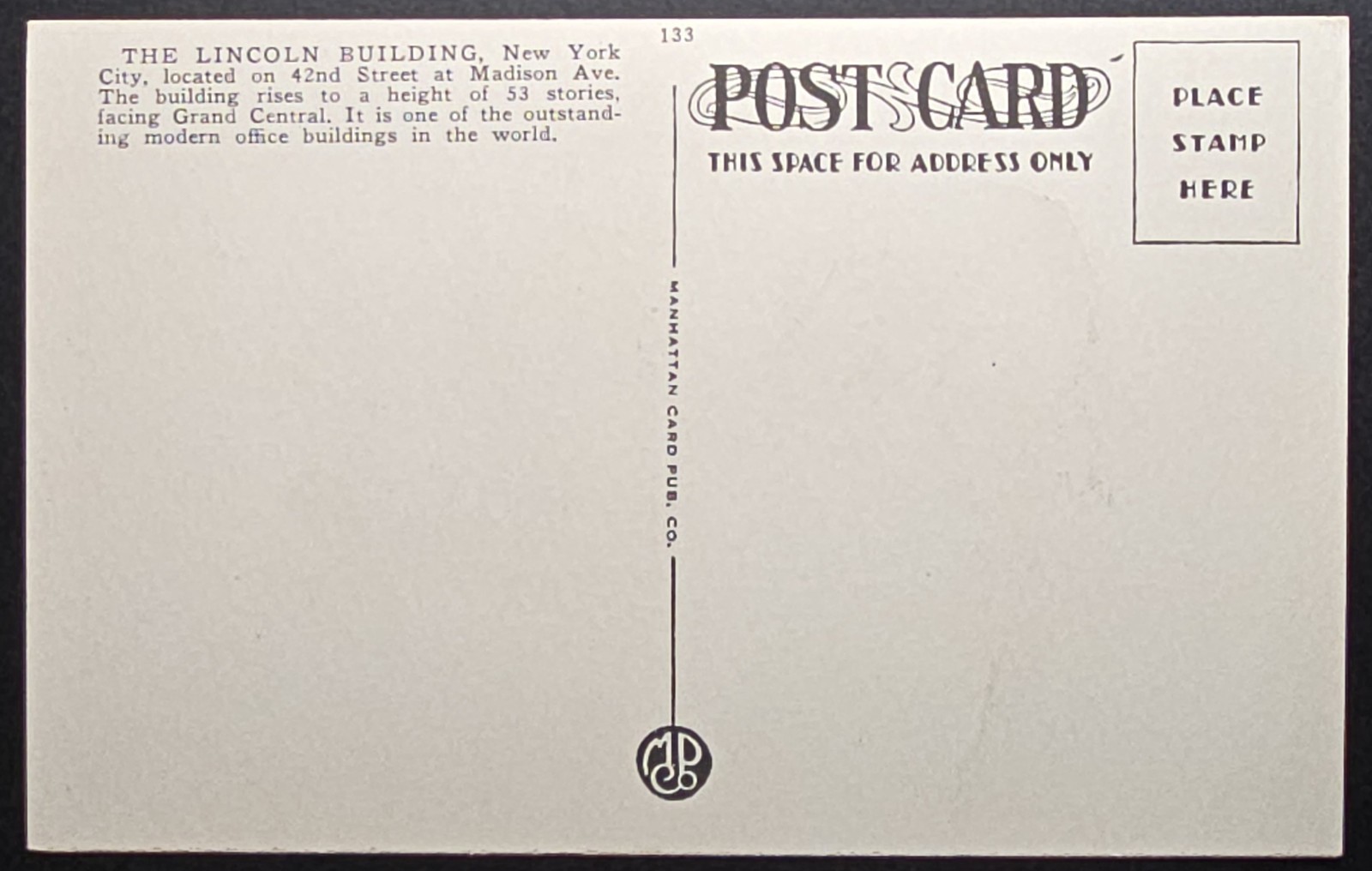 Lincoln Building New York City Vintage Postcard Manhattan Card Pub Co