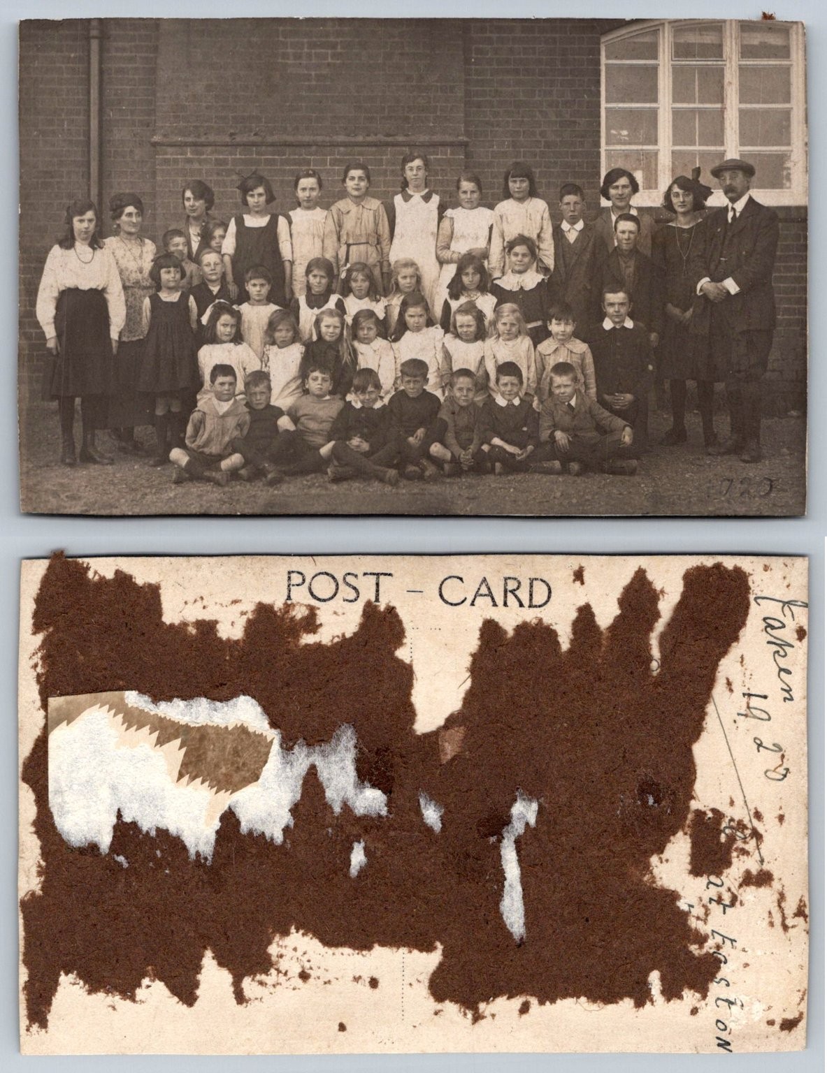 Easton School Class Photo RPPC 1920 Vintage Postcard Children Teachers