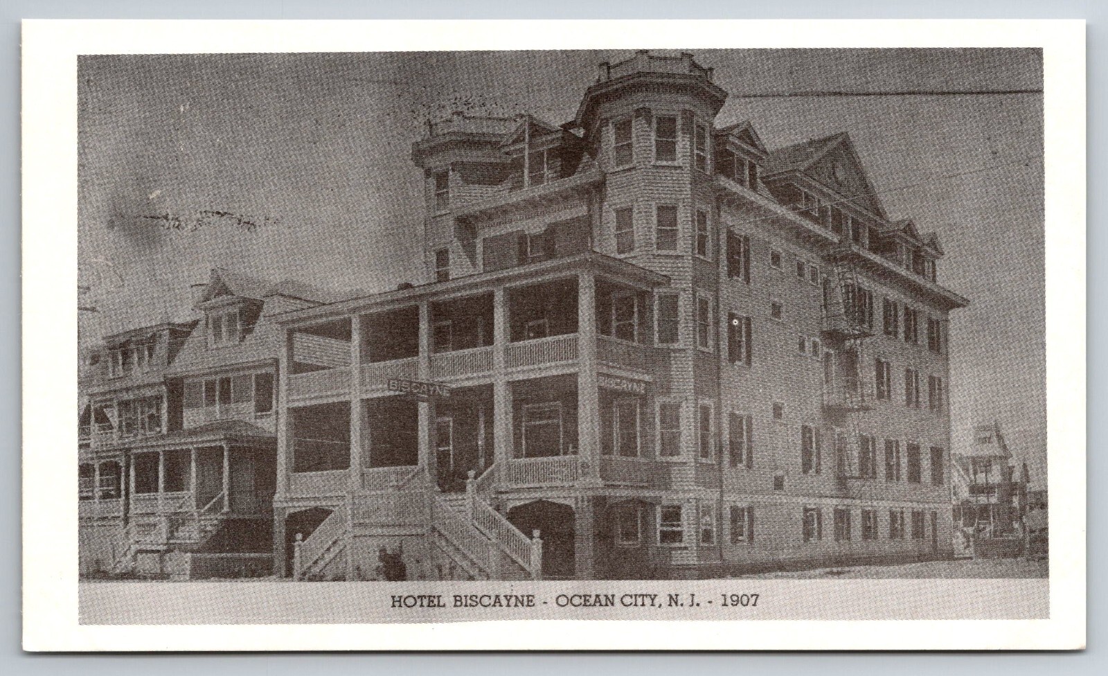 Ocean City, NJ, Hotel Biscayne, Vintage Postcard