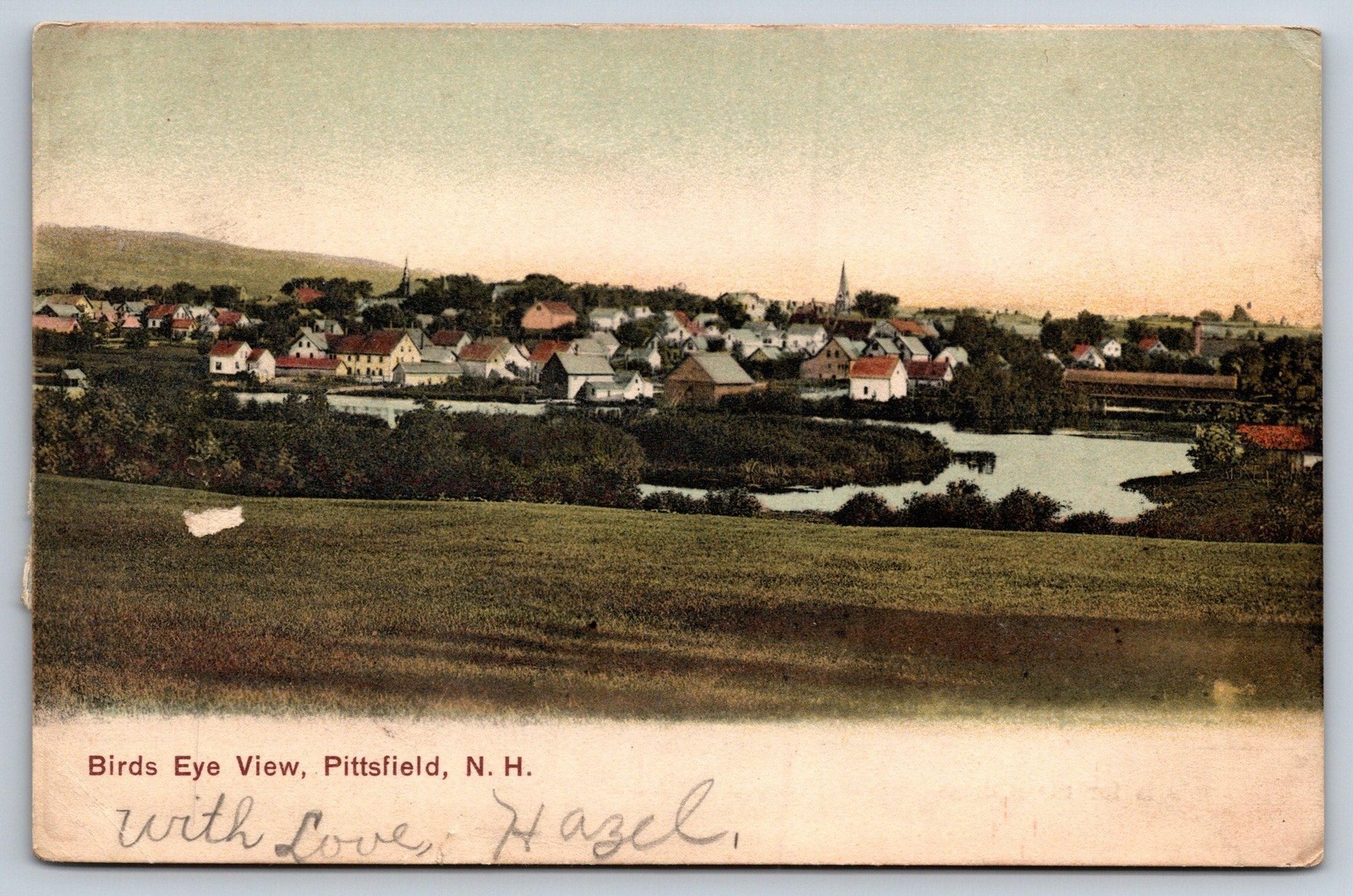 Vintage Postcard Birds Eye View Pittsfield N.H. H.M. Paige Made In Germany