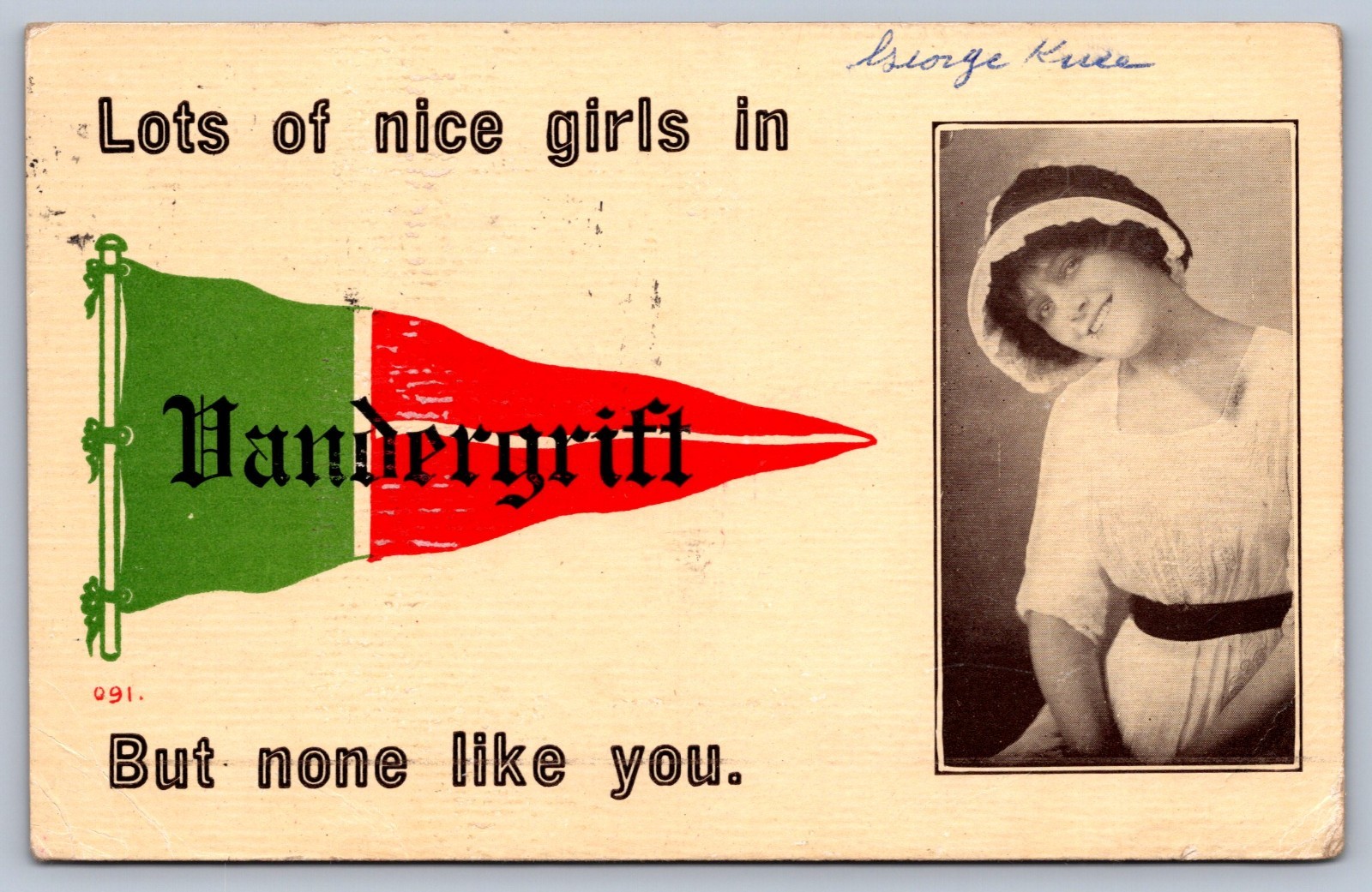 Postcard Lots of Nice Girls in Vandergrift PA But None Like You Pennant