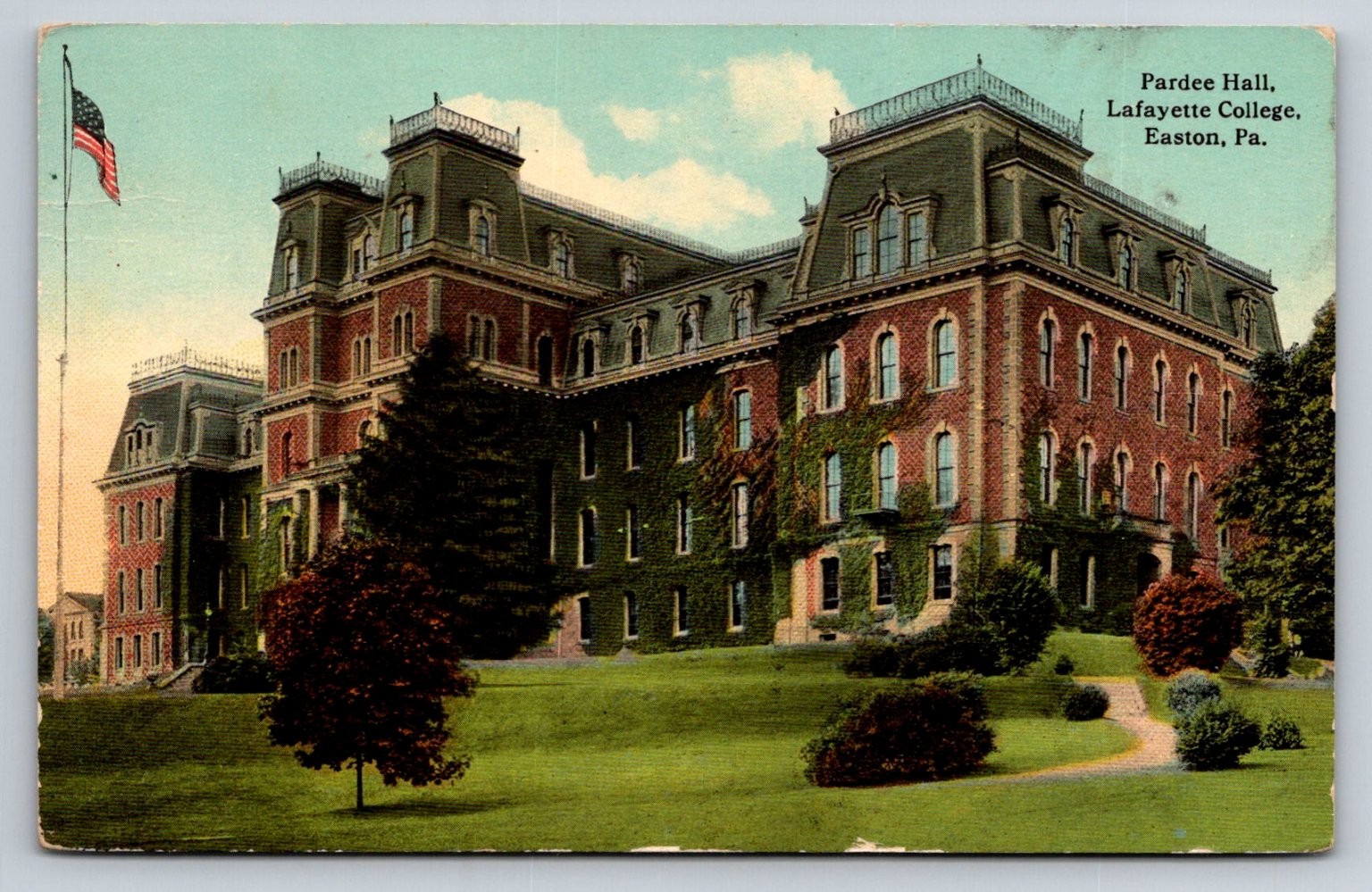 1913 Pardee Hall Lafayette College Easton PA Postcard Made in Germany
