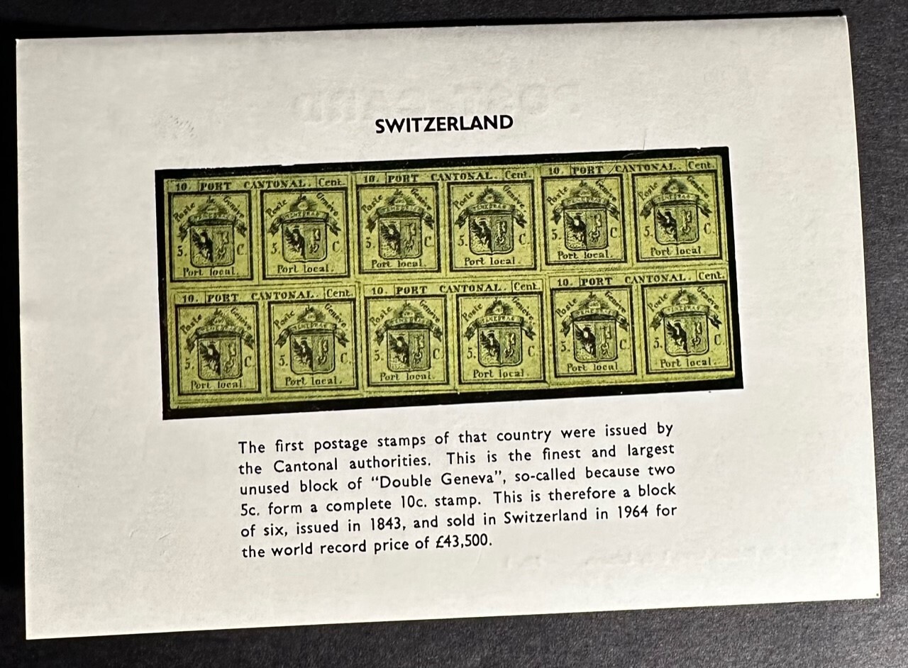 SWITZERLAND CLASSIC STAMP ON STAMP ON POSTCARD STAMPS ON STAMPS -P17129
