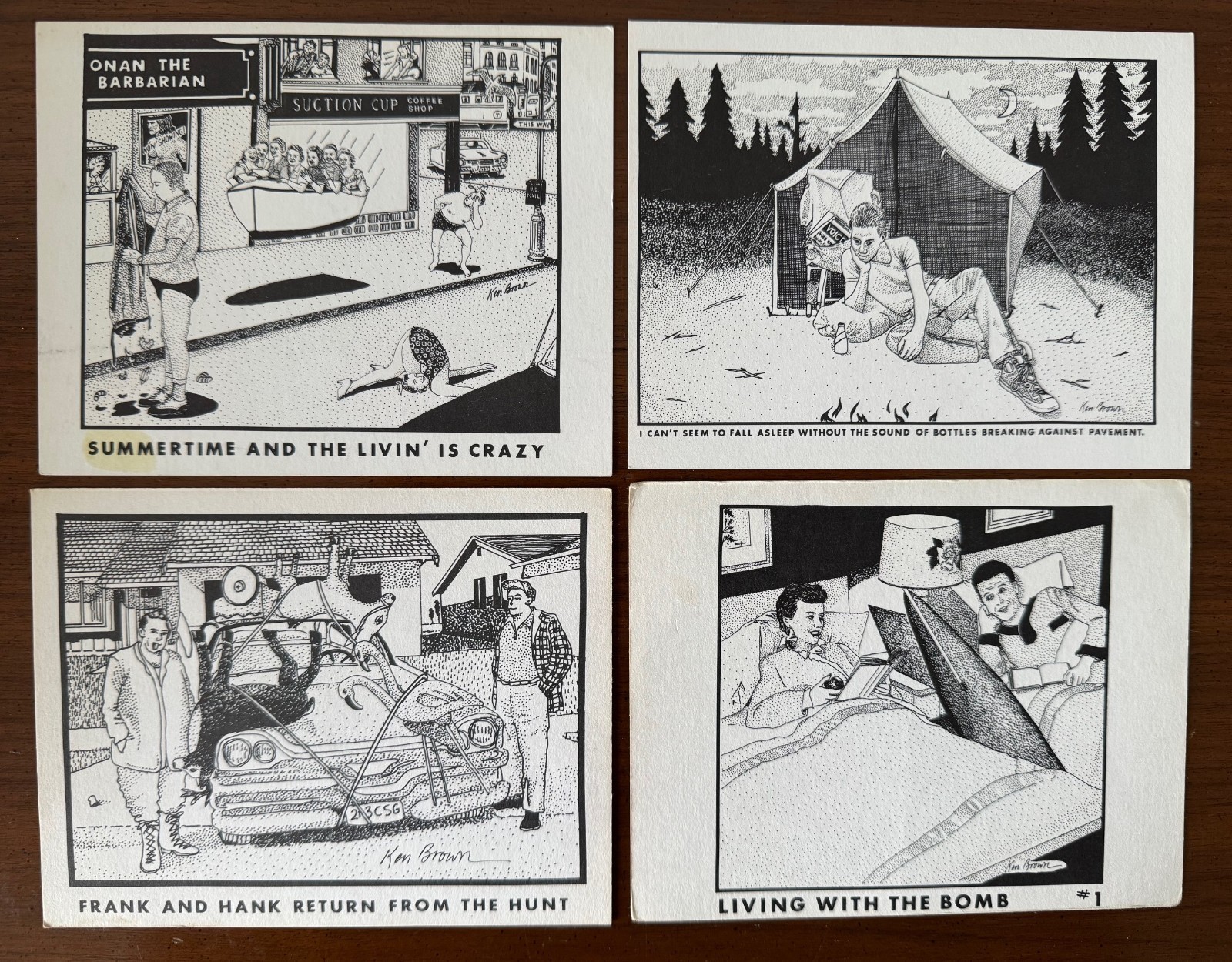 Ken Brown 1980s 4 Humor Satire Postcards – Lot #1