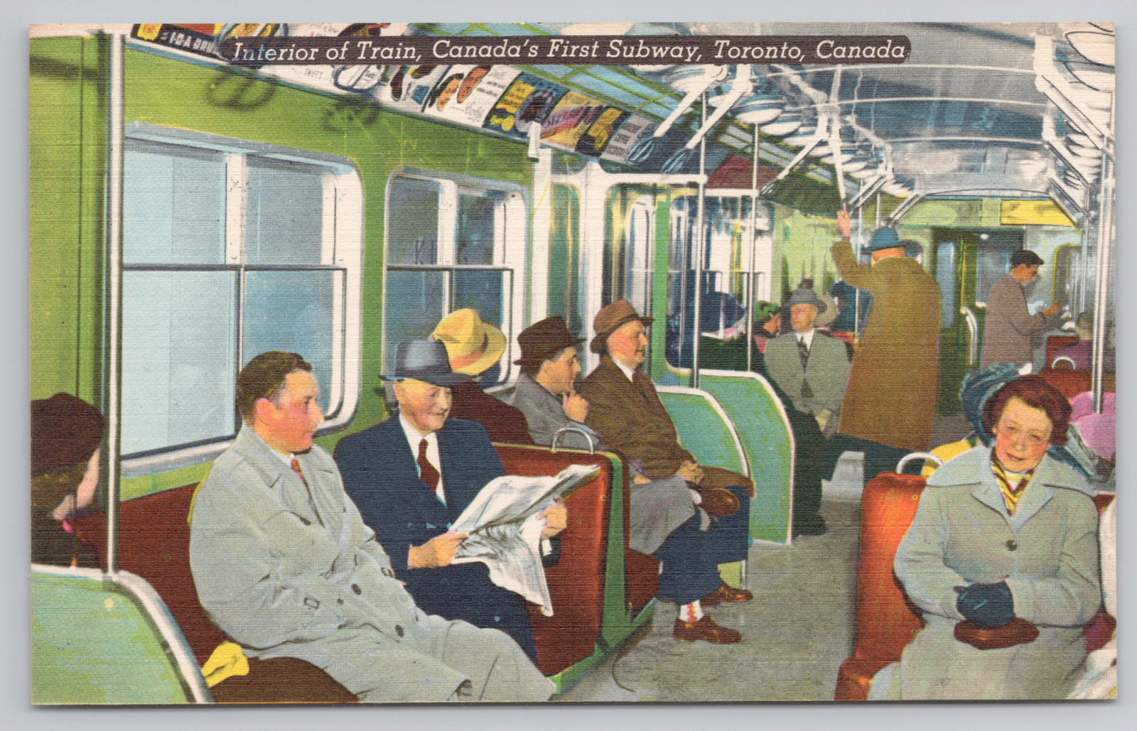 Interior Train Postcard Canada’s First Subway Toronto Vintage Transit