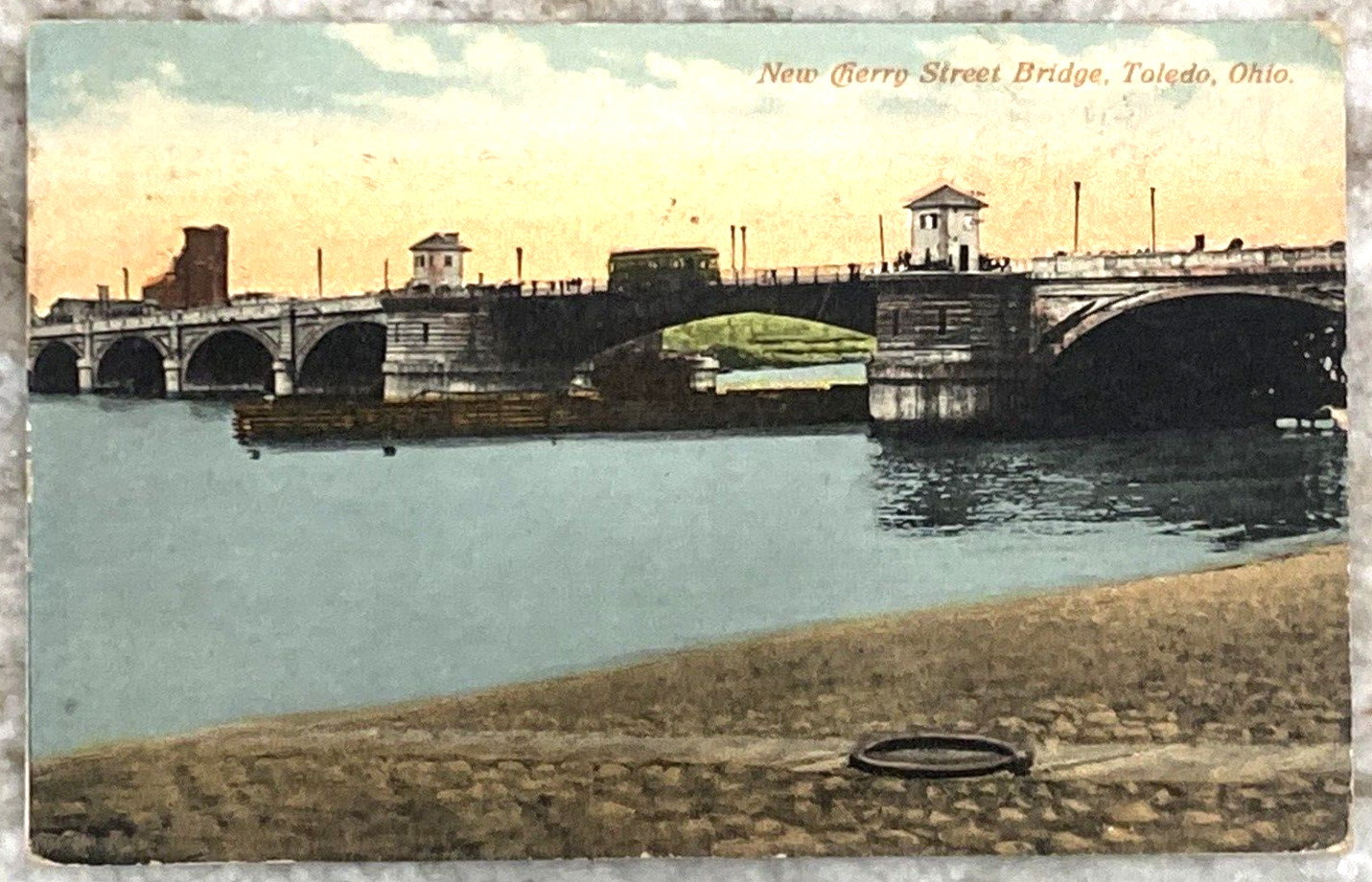 New Cherry Street Bridge Toldeo Ohio c1916 Sexichrome DB Postcard 1910