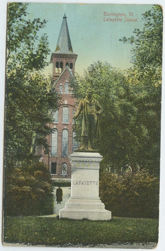 Burlington Vt Lafayette Statue 1910 Antique Postcard Vermont Divided Back