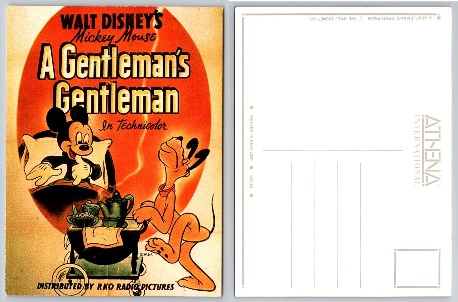 Walt Disney’s Mickey Mouse & Pluto A Gentleman’s Gentleman Postcard