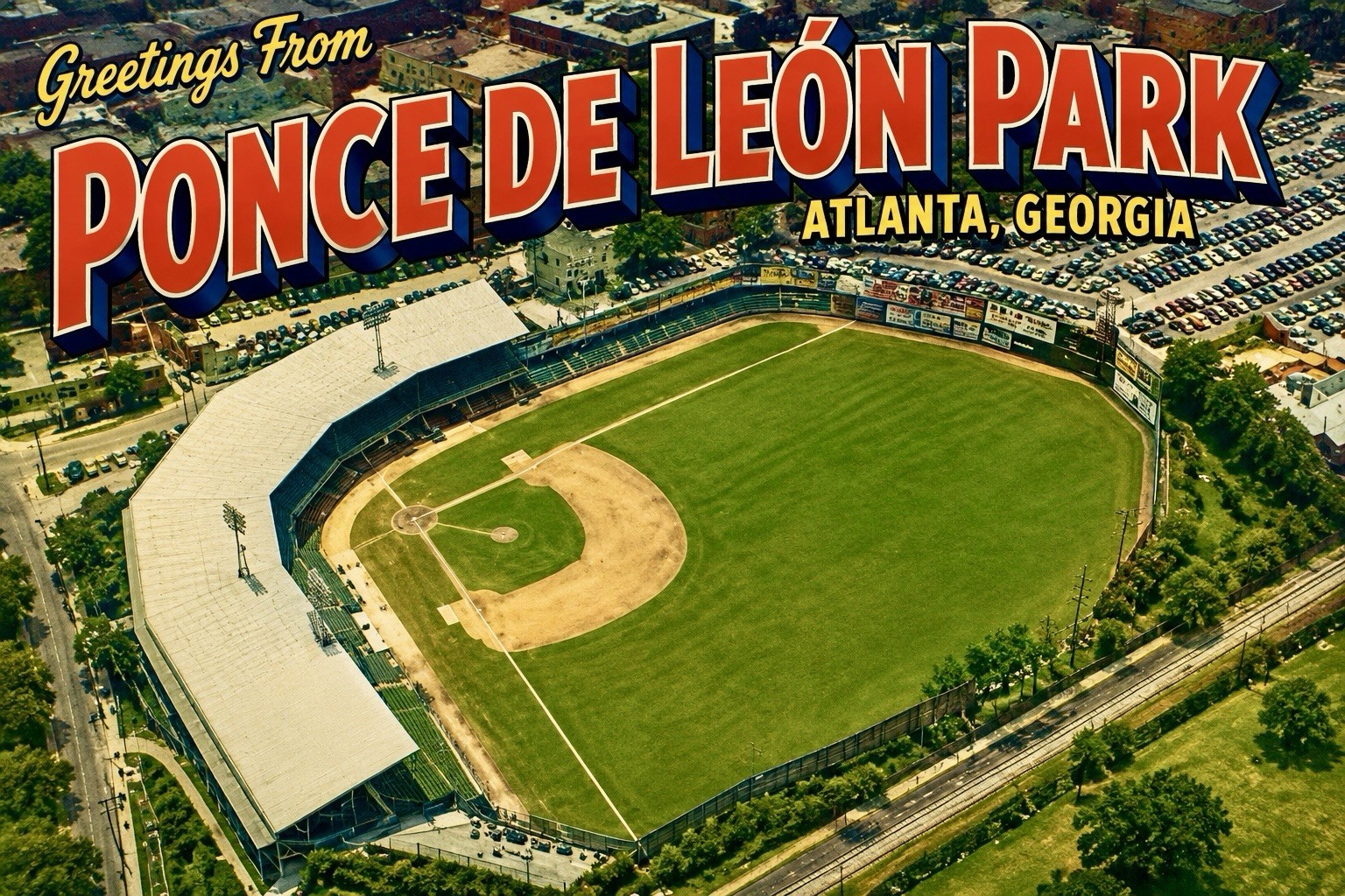 PONCE DE LEON PARK ATLANTA, GEORGIA Baseball Stadium Modern Postcard C802