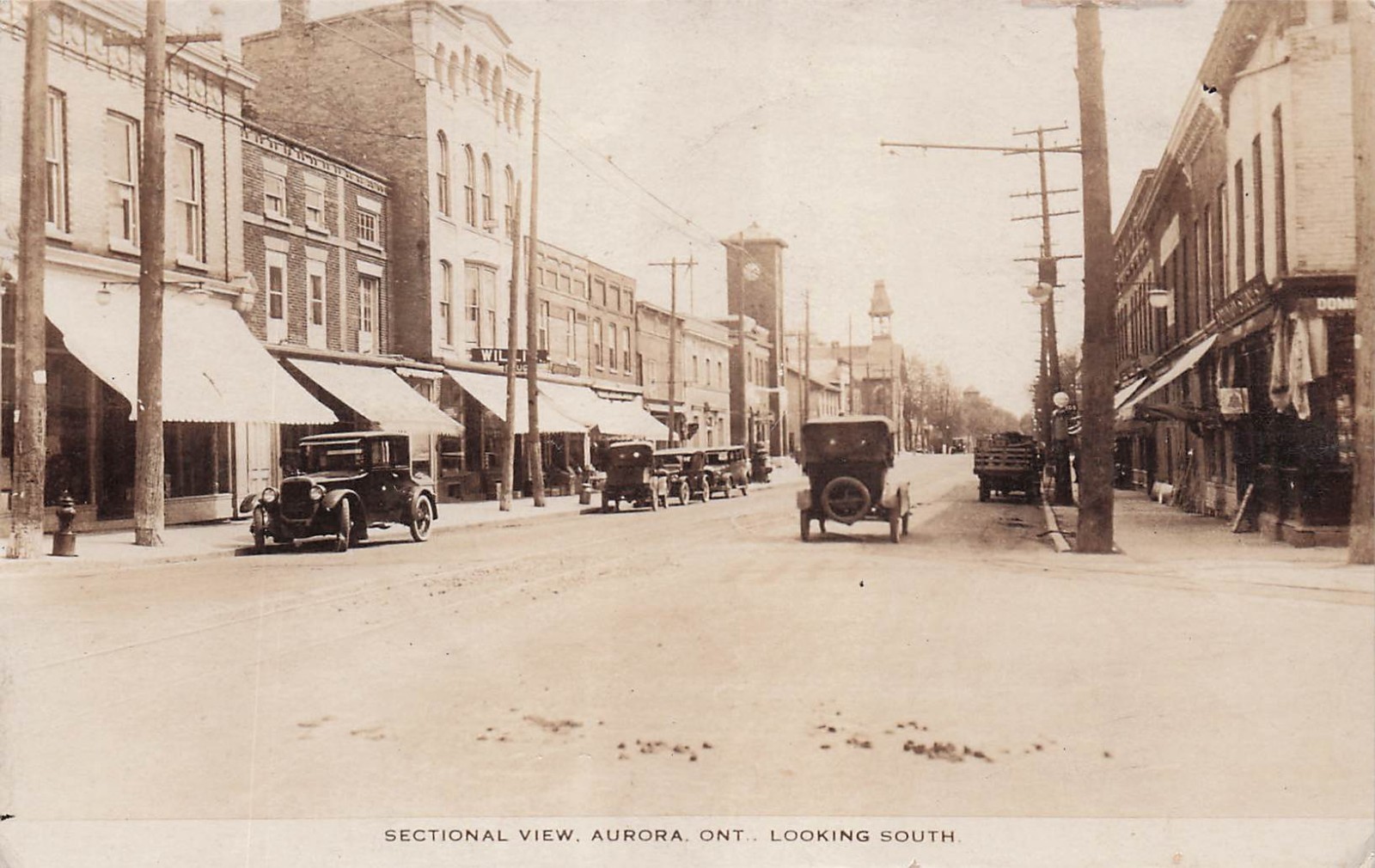 RPPC Aurora Ontario Main Street Downtown 1920s Dodge Brothers Photo Postcard K32