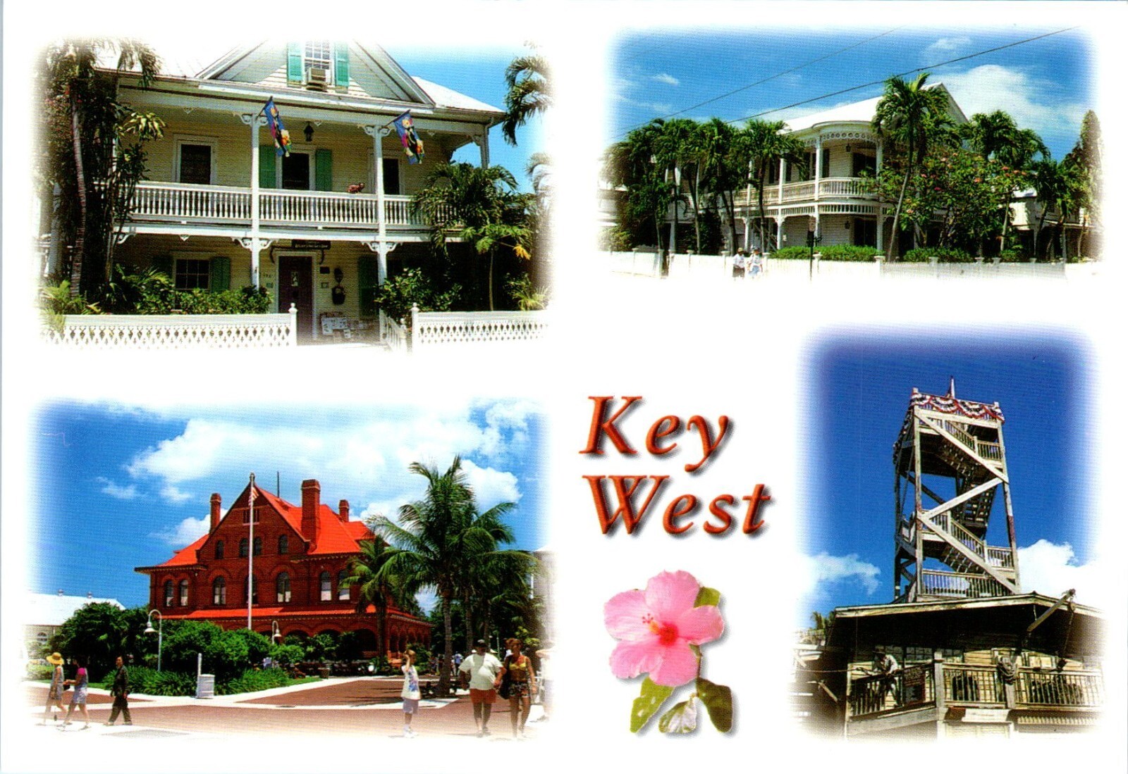 Quaint Style Buildings in Key West, Florida Multiview Postcard