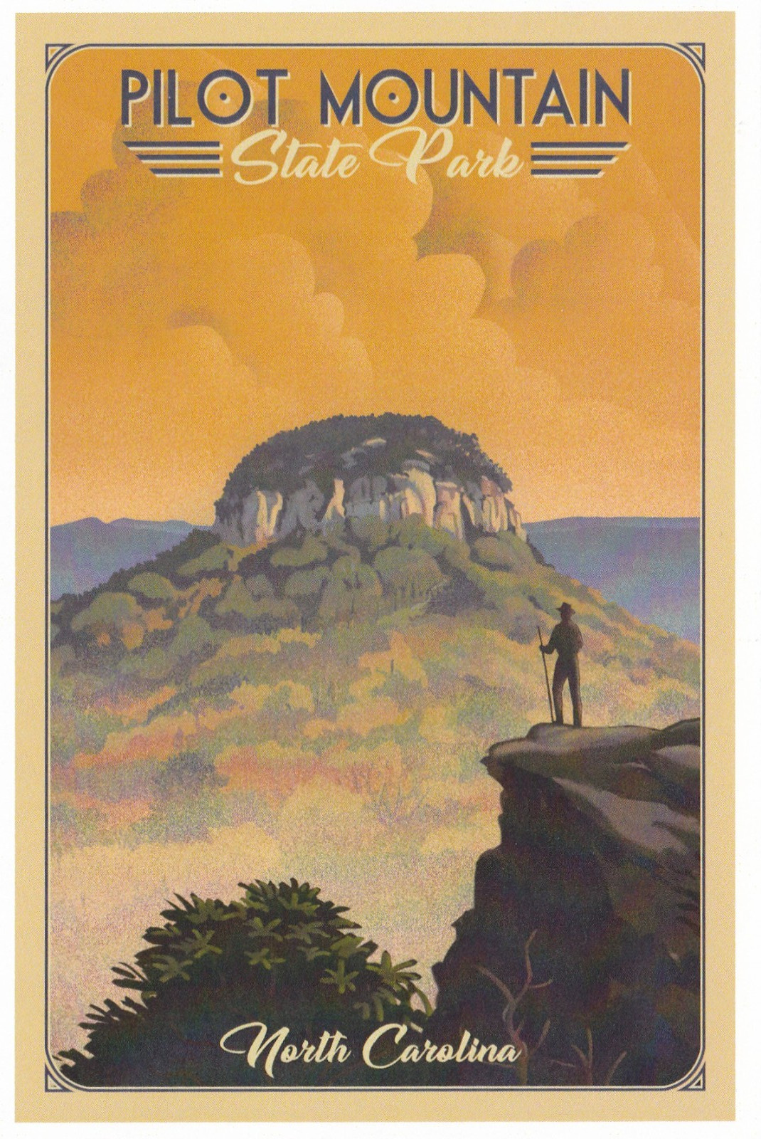 Pilot Mountain State Park North Carolina Art Poster Postcard 2010’s