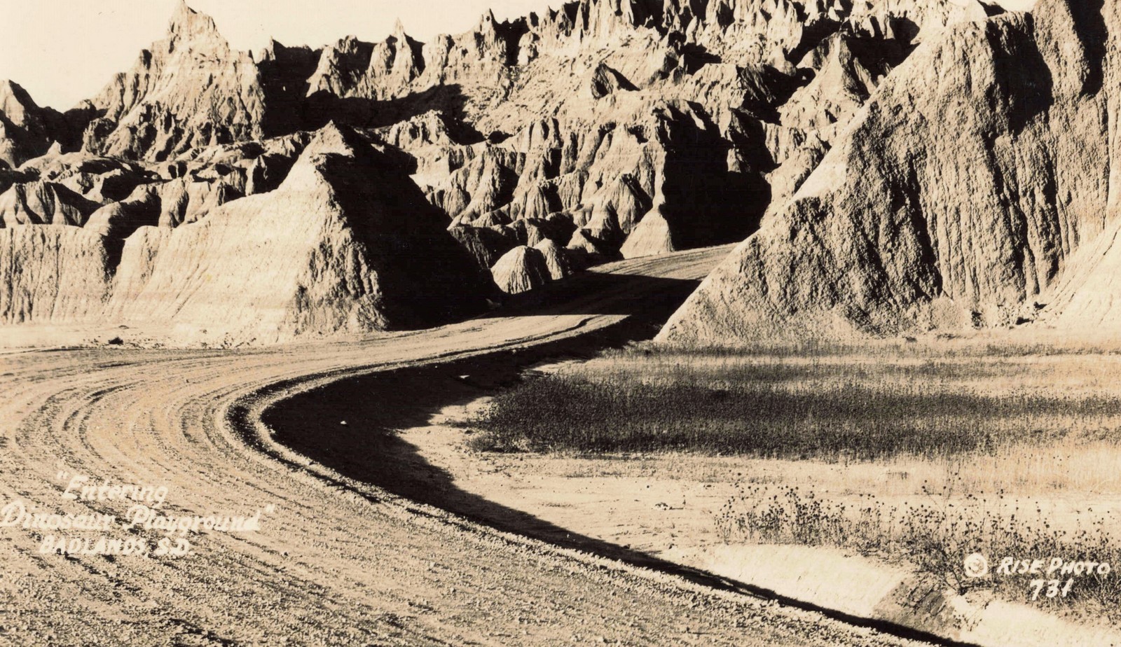 RPPC Interior Rapid City SD 1930s BADLANDS NATIONAL PARK created in 1939! RISE 2
