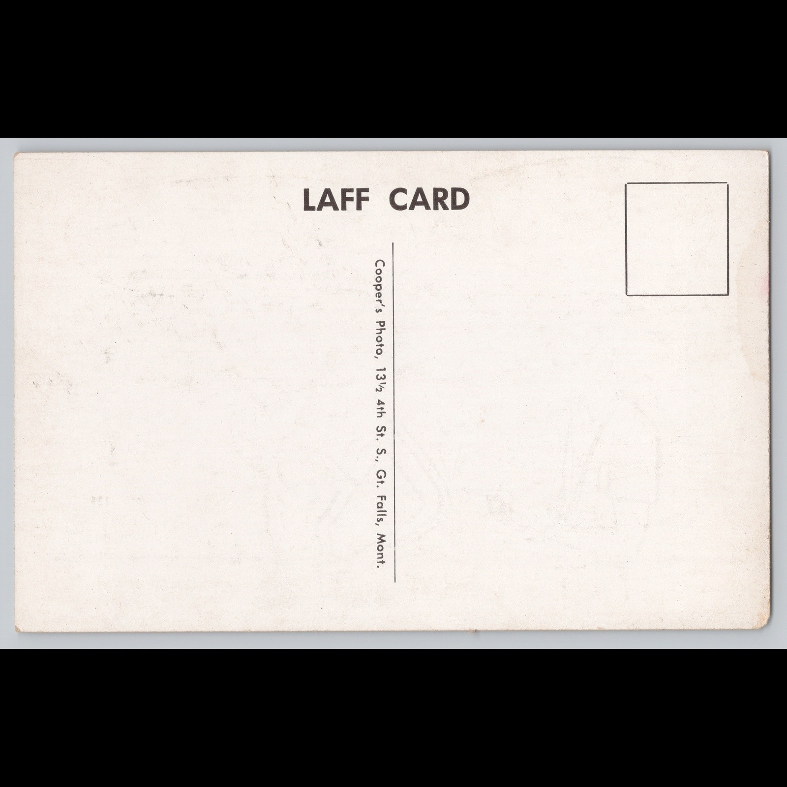 Postcard Laff Card Satire Humor Cooper’s Photo Great Falls Montana