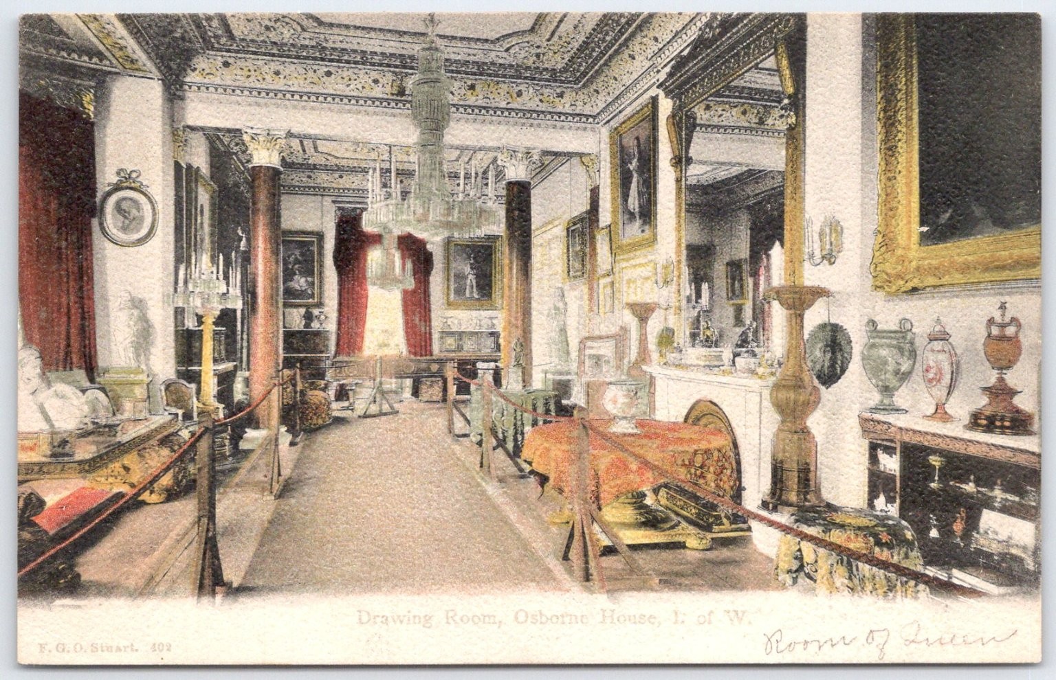 Osborne House Drawing Room Isle of Wight Vintage Postcard F.G.O. Stuart