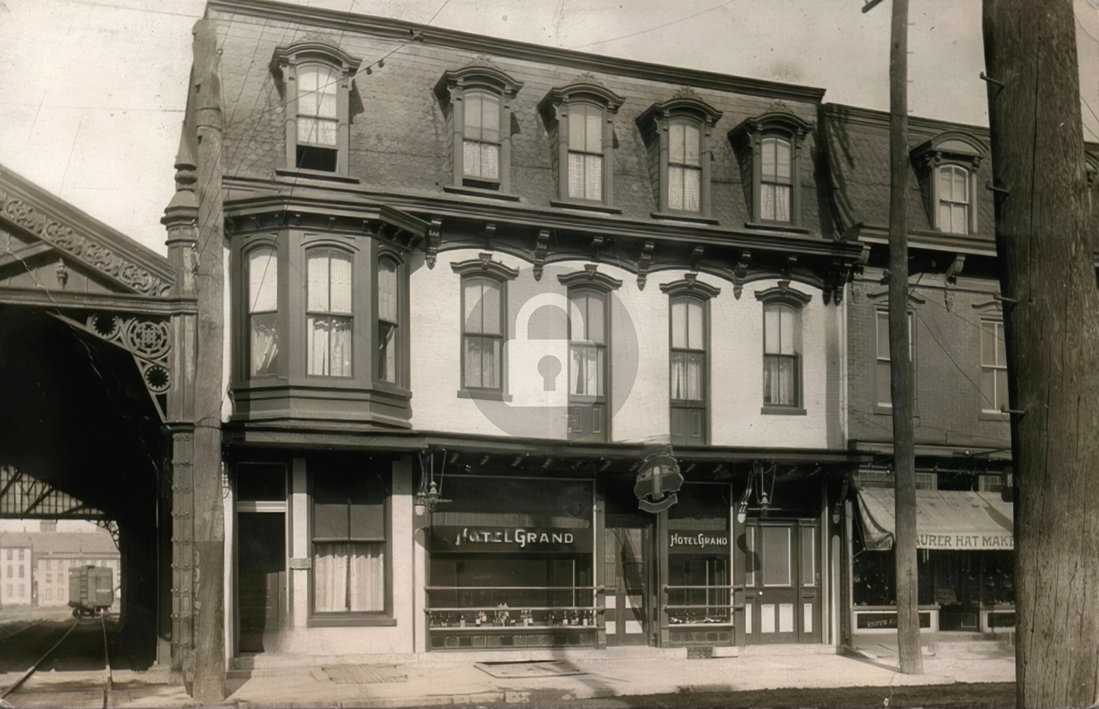 Railroad Train Barn Hotel Grand LEBANON PA County RPPC Photo Postcard COPY