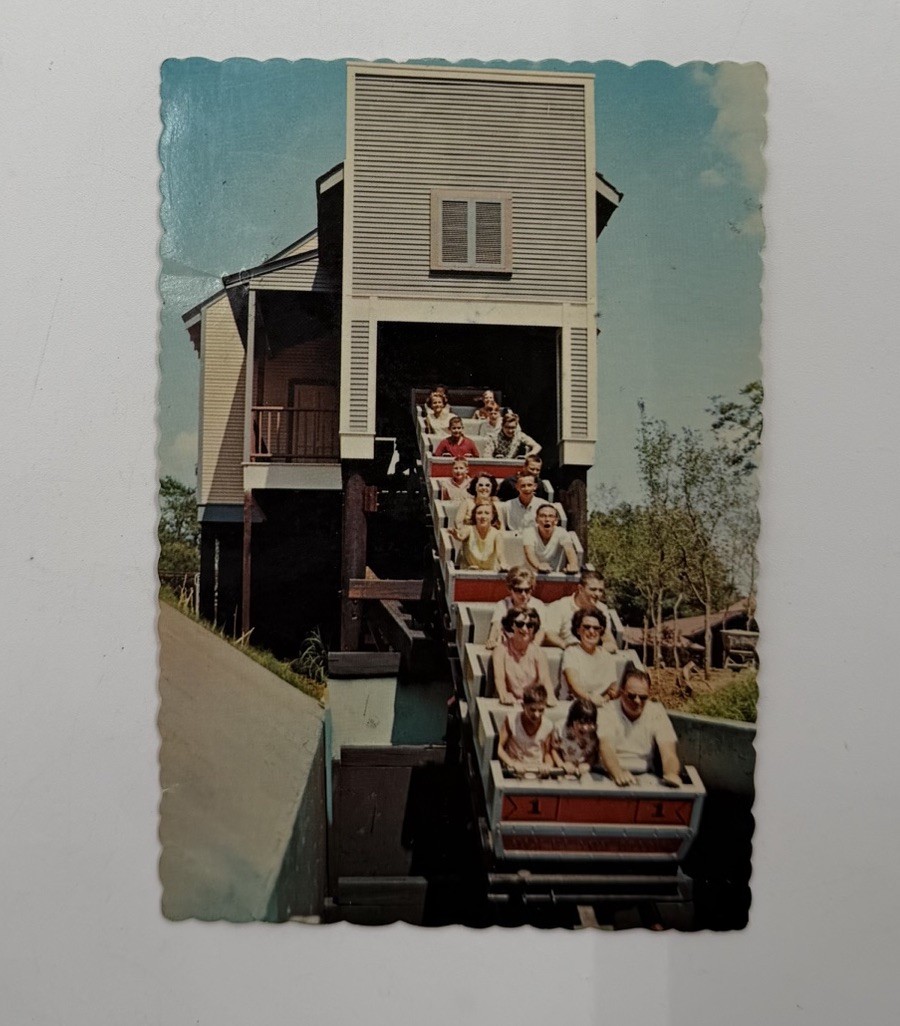 VTG Postcard Six Flags Over Texas Texas Run-Away-Mine Train New Ride