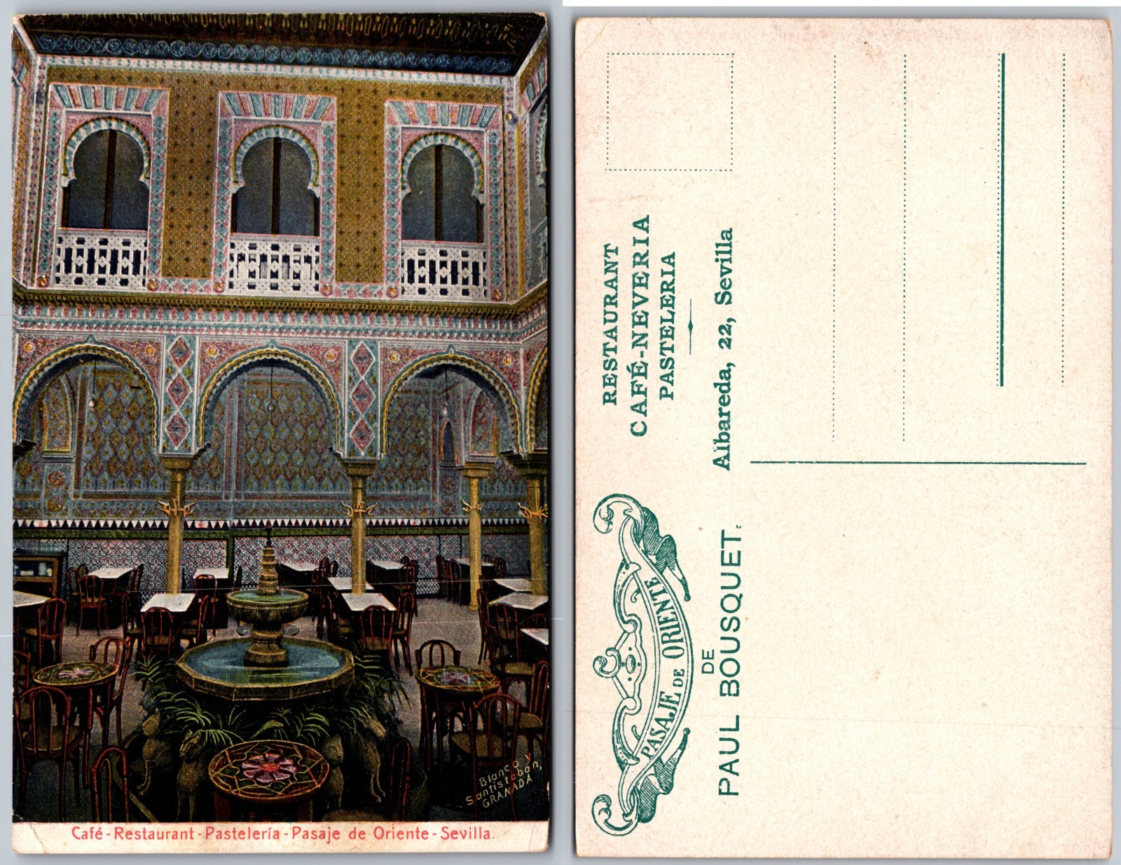Cafe Restaurant Pasteleria Pasaje De Oriente Sevilla Postcard