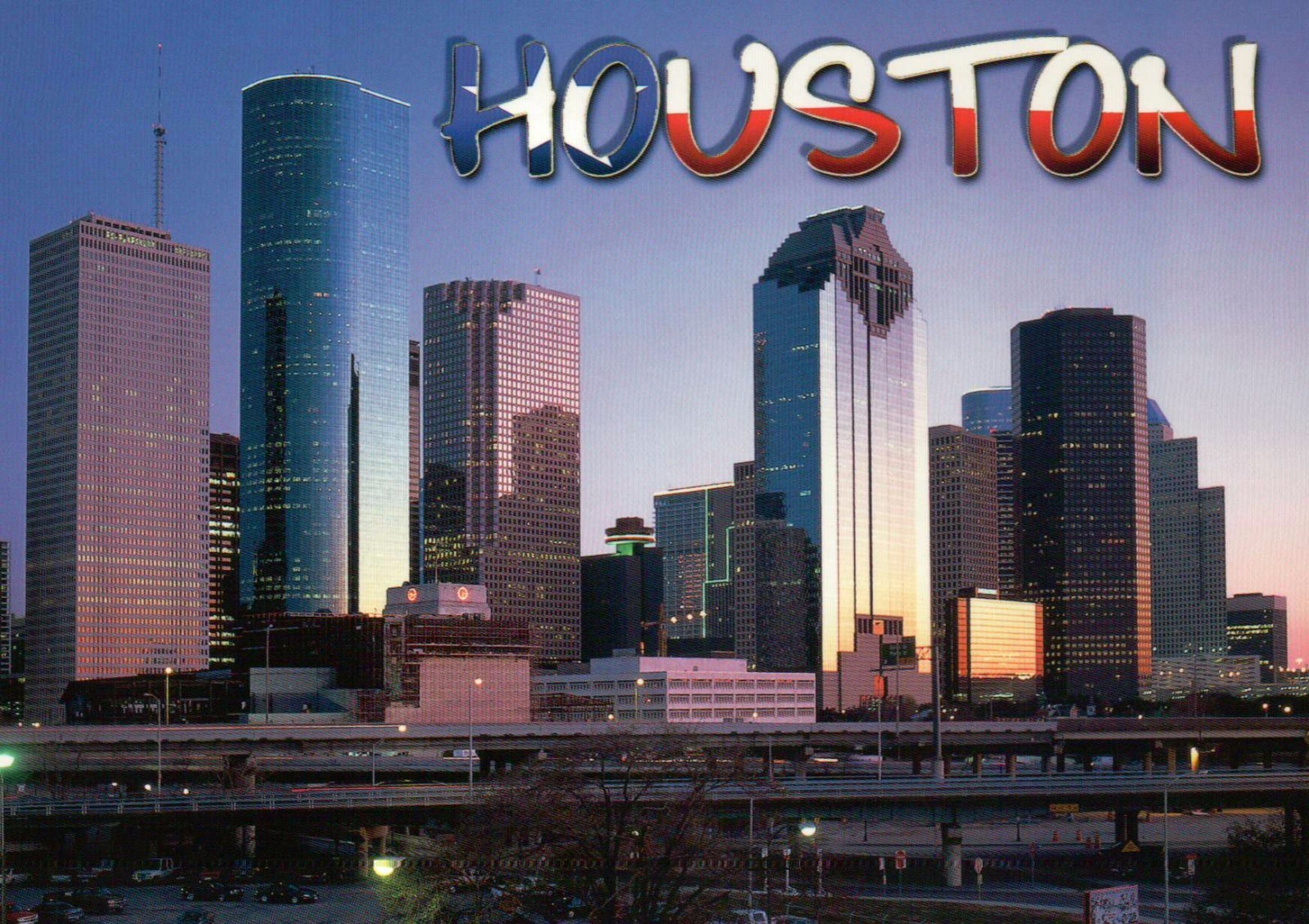 Downtown Houston Skyline Texas, Heritage Plaza & other Buildings, TX — Postcard