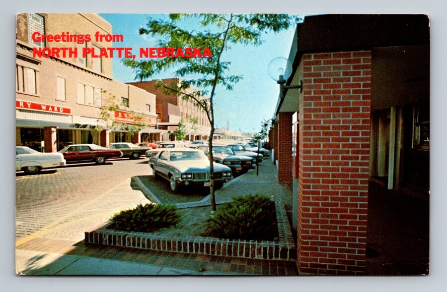 North Platte,NE Greetings Street View Old Cars Lincoln County Nebraska Vintage