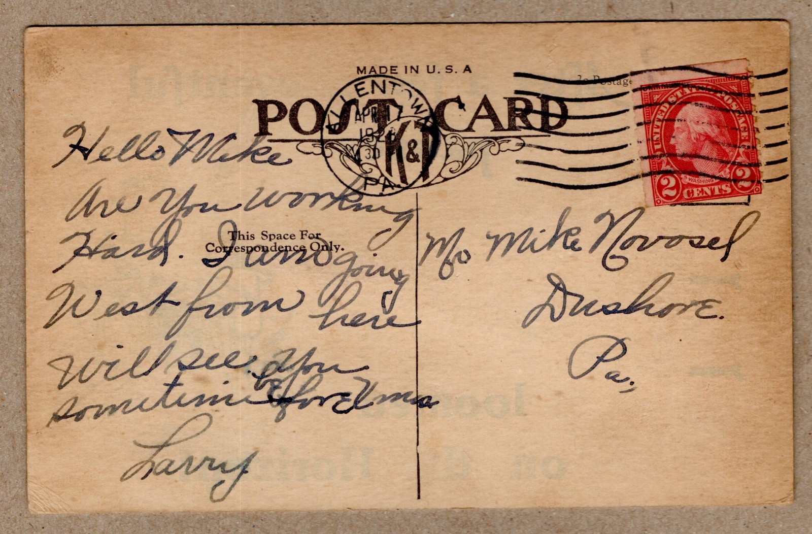 Allentown PA Felt Pennant Postcard 1928 Applique Novelty Vintage overpacked car