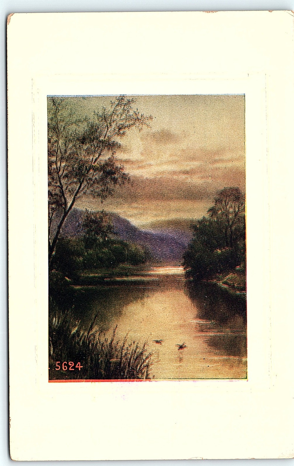 Vintage Postcard Waterfall Landscape Art Scene Number 5624 Wide Border