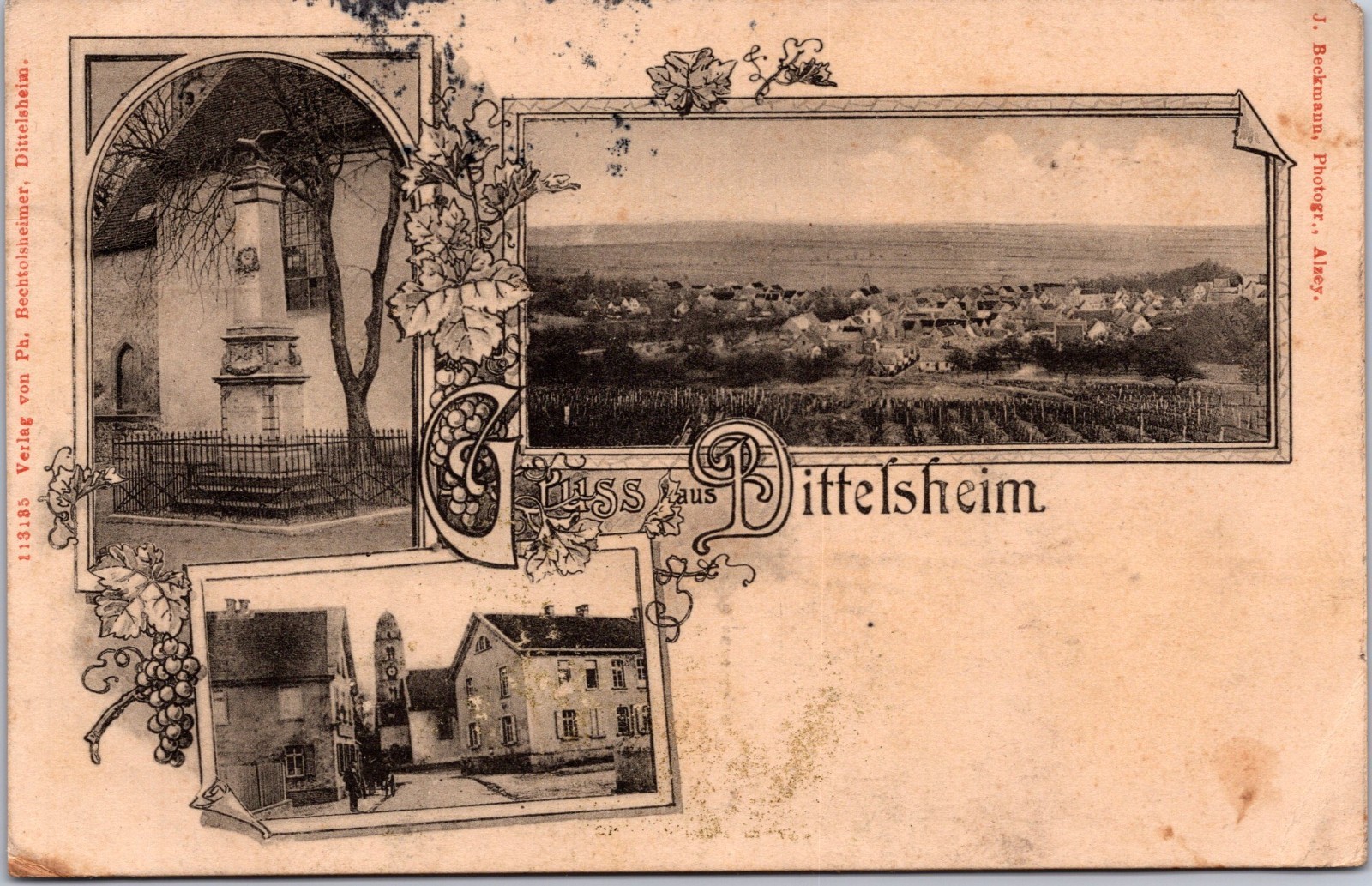 PC6067 Germany German Gruss aus Dittelsheim Rhineland Palatinate Scene Postcard