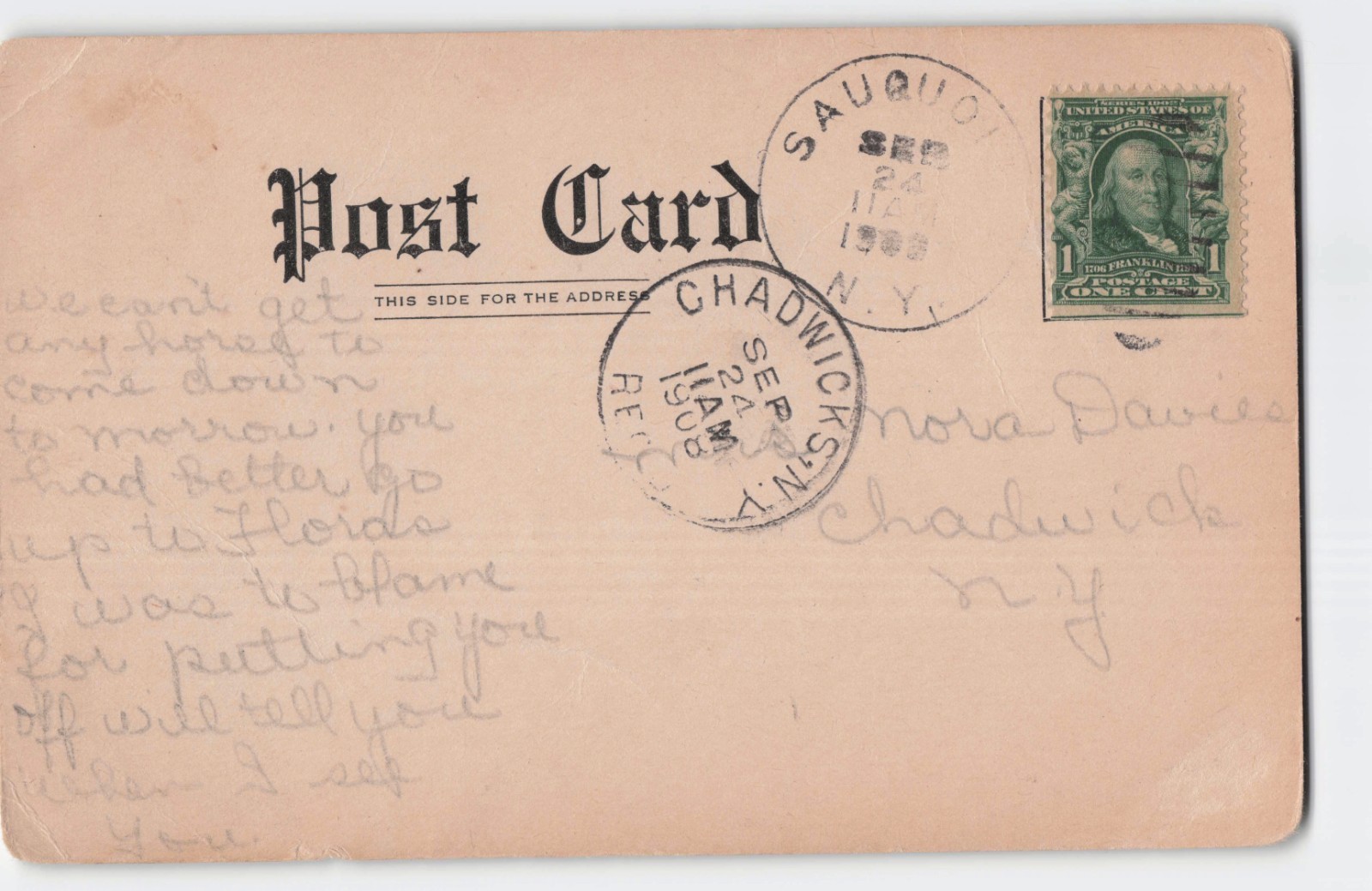 WJ Bryan as Farmer-Three Times & Out-Satire-1908-Presidential Campaign Postcard