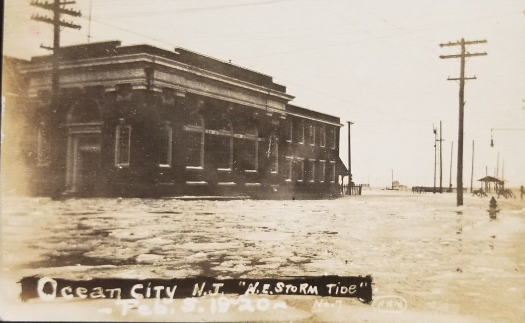Postcard Real Photo Ocean City New Jersey Street View Flood of 1920