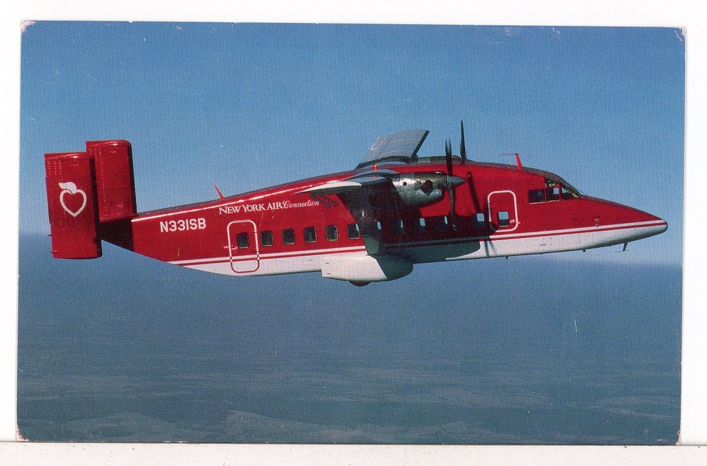 NEW YORK AIR CONNECTION Shorts 330-200 in Flight, Operated by Colgan, Postcard