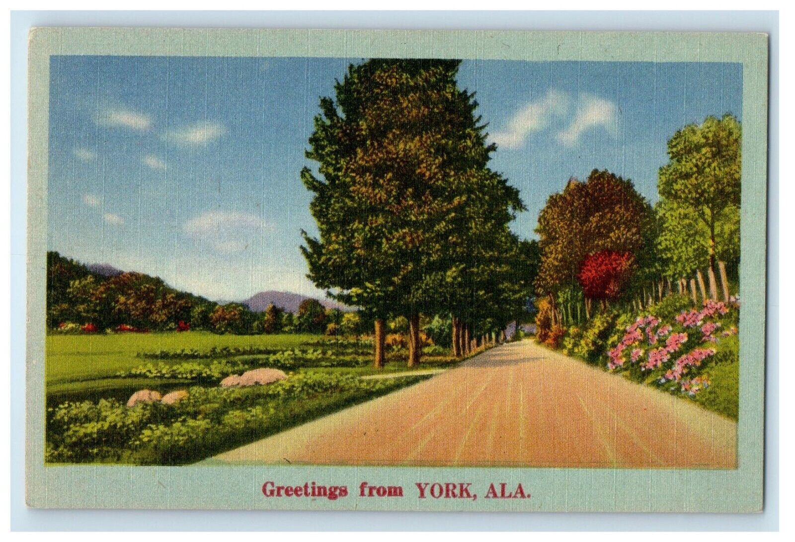 c1910’s Greetings From York Alabama AL, Road View Unposted Antique Postcard