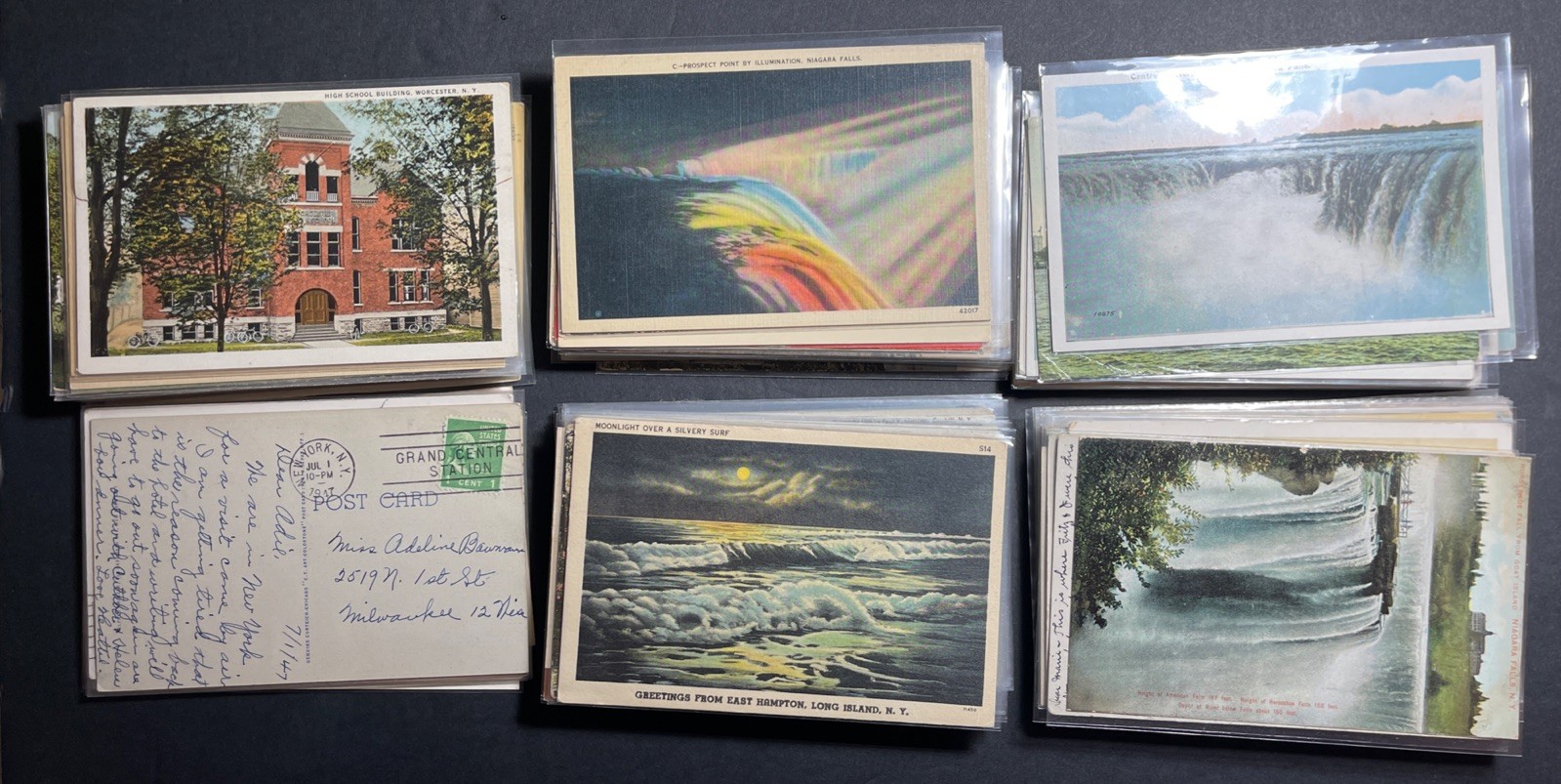 One-hundred-thirty-five NEW YORK postcards linen lithograph chrome 135 pcs LOT