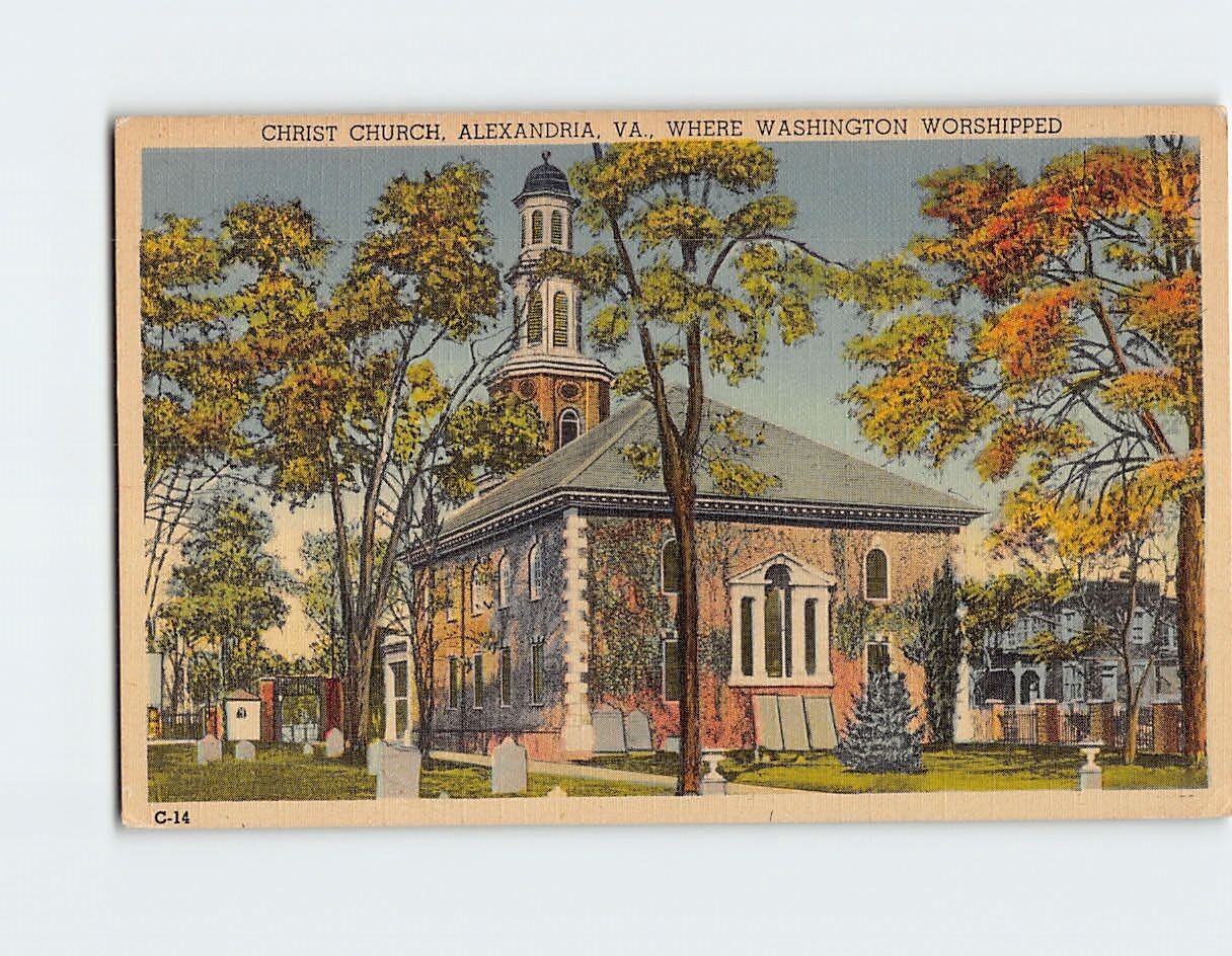 Postcard Christ Church Where Washington Worshipped Alexandria Virginia USA